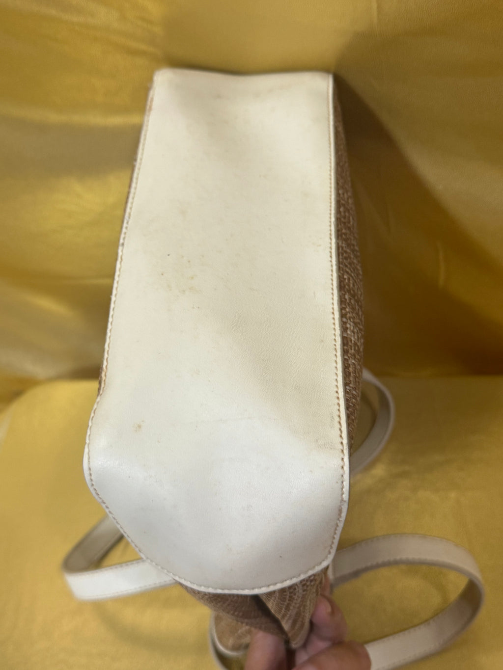 Liz Claiborne Vintage Cream & Woven Straw Shoulder Tote Bag