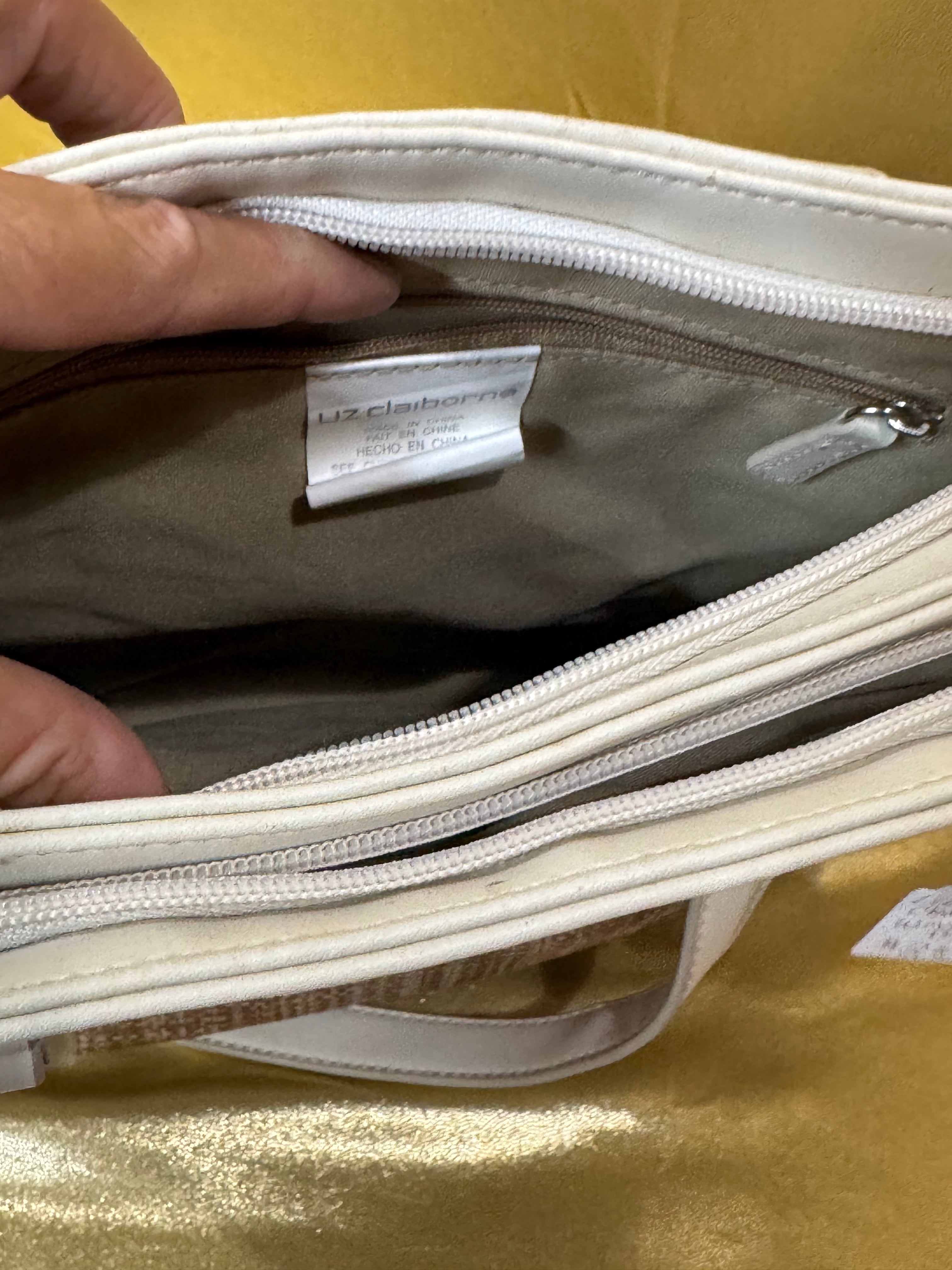 Liz Claiborne Vintage Cream & Woven Straw Shoulder Tote Bag