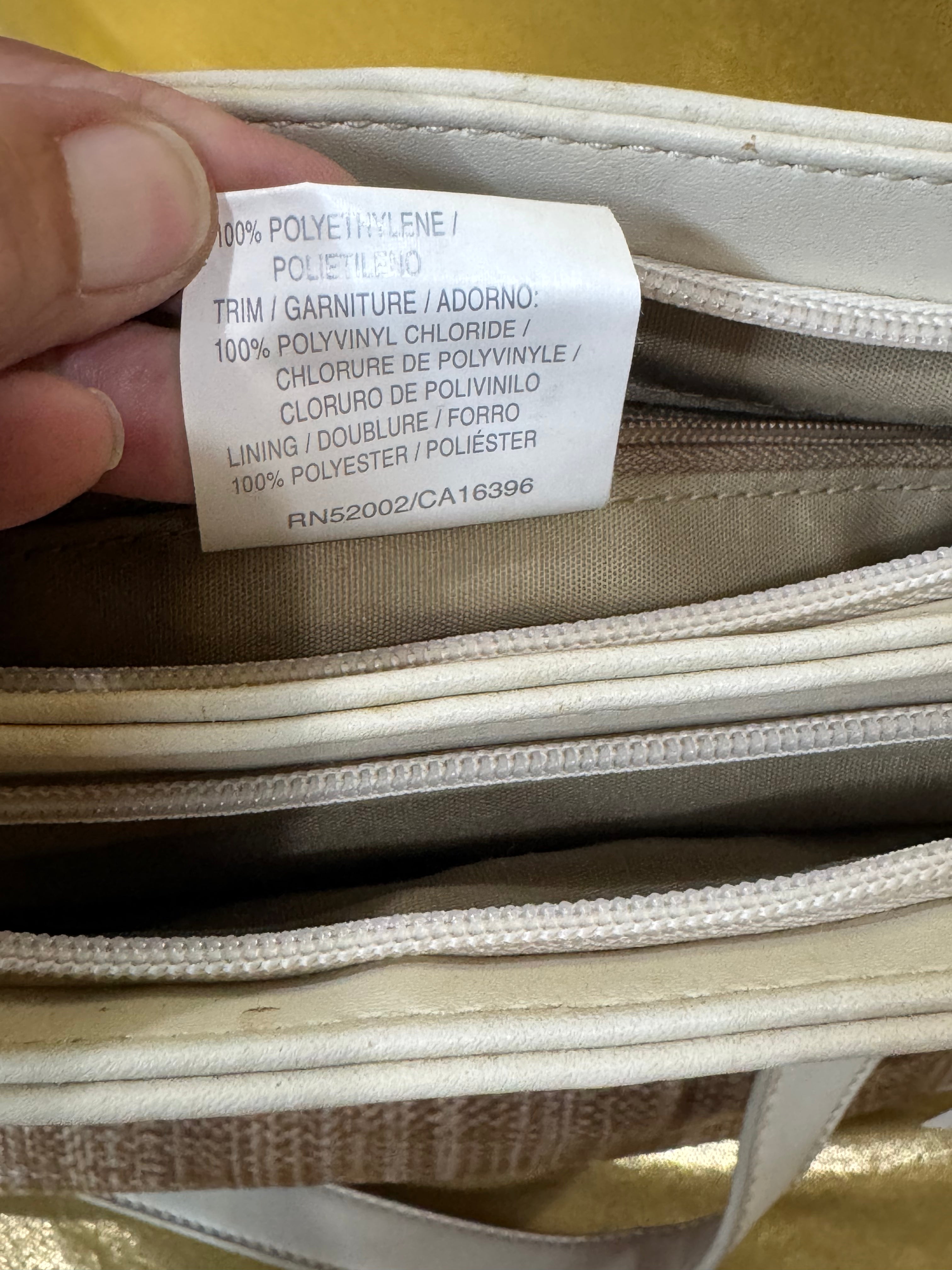 Liz Claiborne Vintage Cream & Woven Straw Shoulder Tote Bag