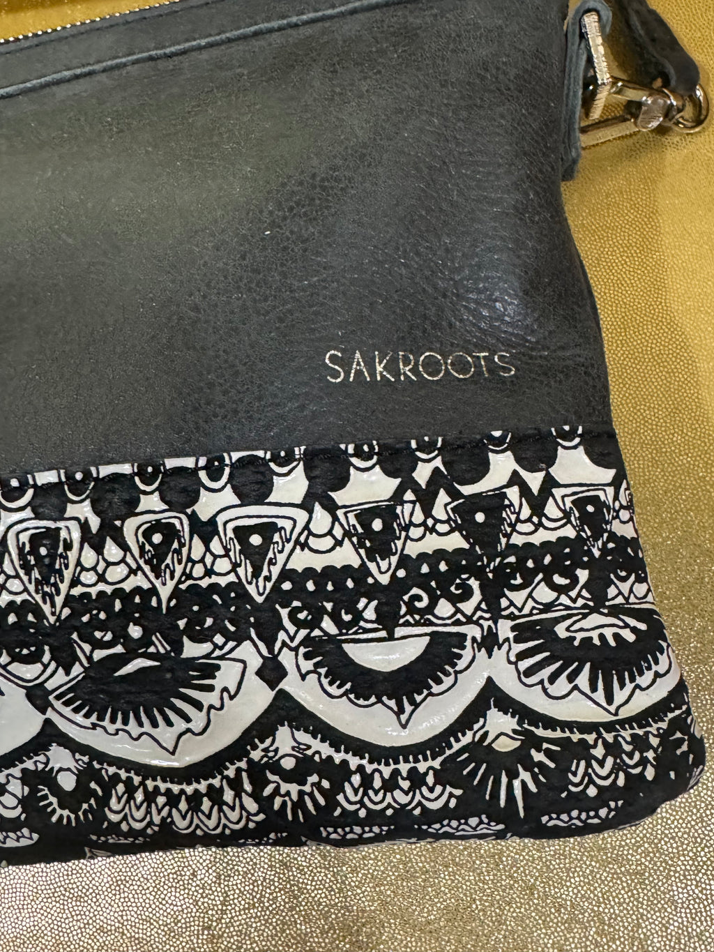 ✨ Sakroots Camden Crossbody Bag - Black & White One World Print with Tassel ✨