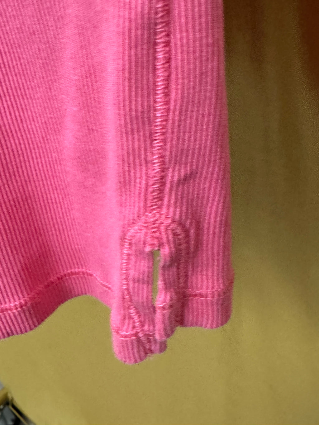Lauren Ralph Lauren Pink Ribbed Lace-Up Tee Size Small 100% Cotton