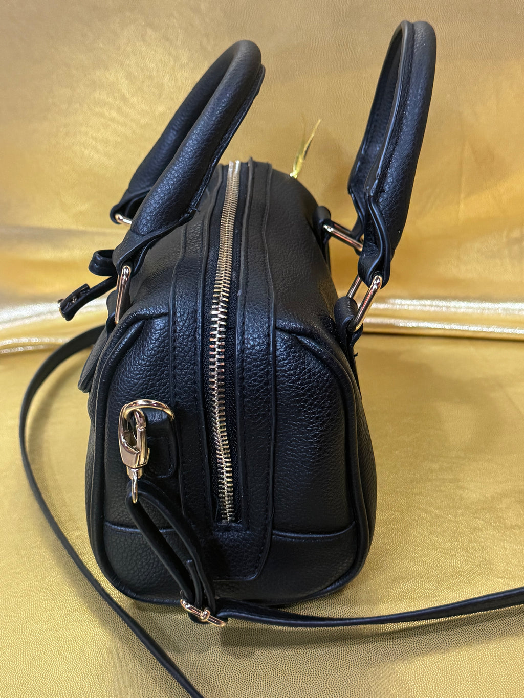 Jessica Simpson Black Faux Leather Mini Bow Satchel Crossbody Bag