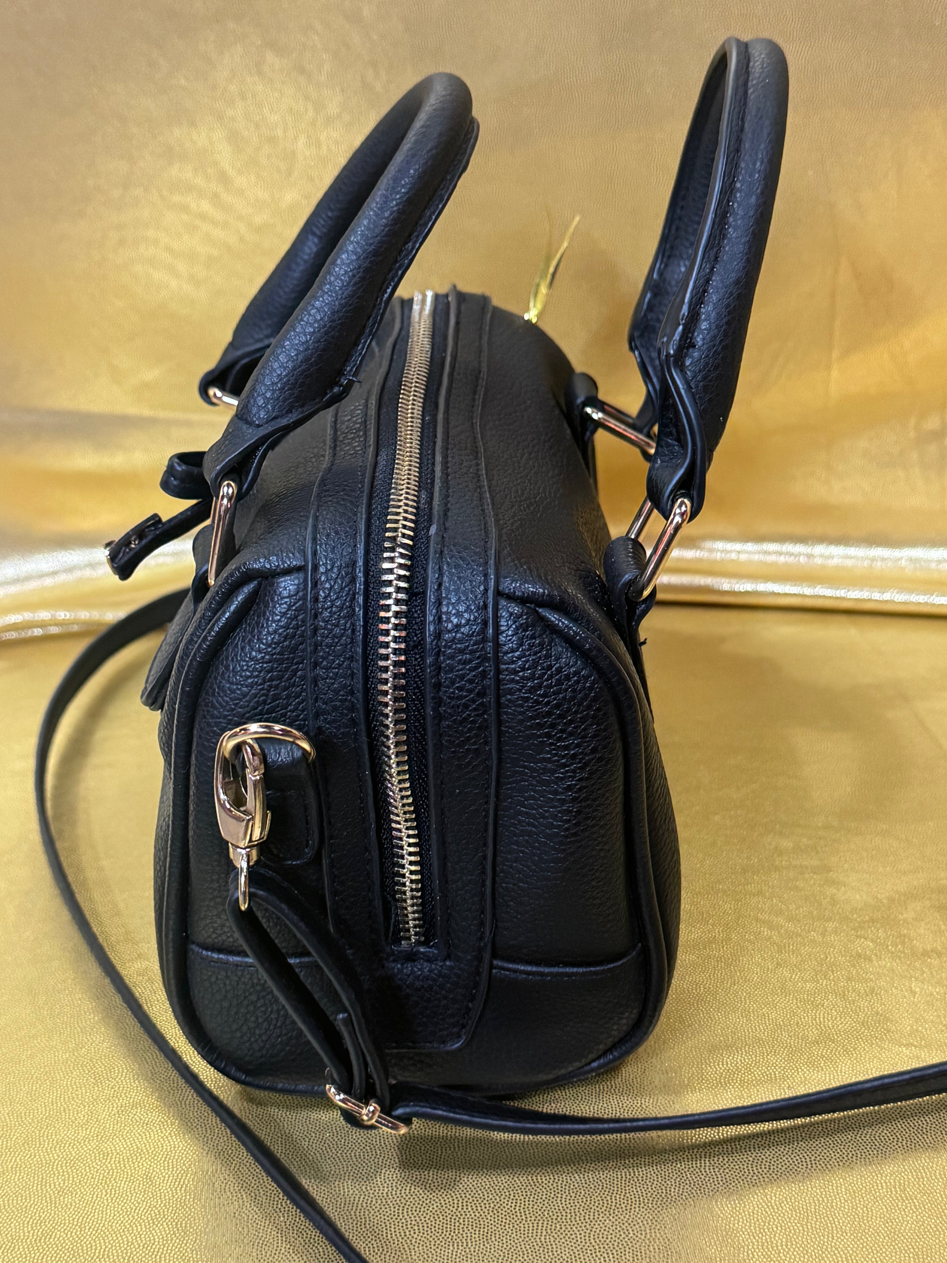 Jessica Simpson Black Faux Leather Mini Bow Satchel Crossbody Bag