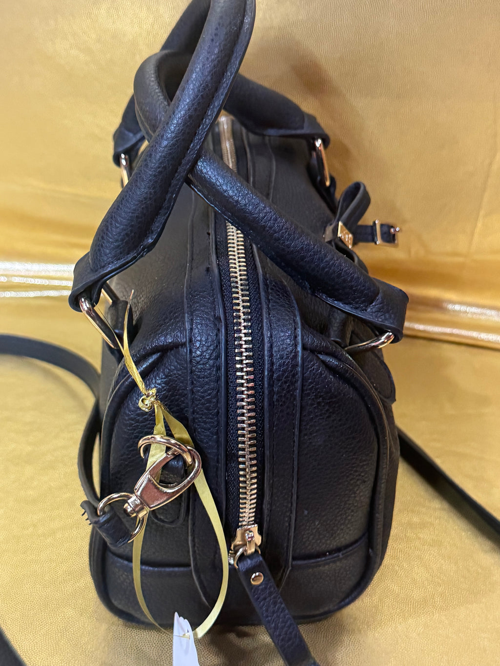 Jessica Simpson Black Faux Leather Mini Bow Satchel Crossbody Bag