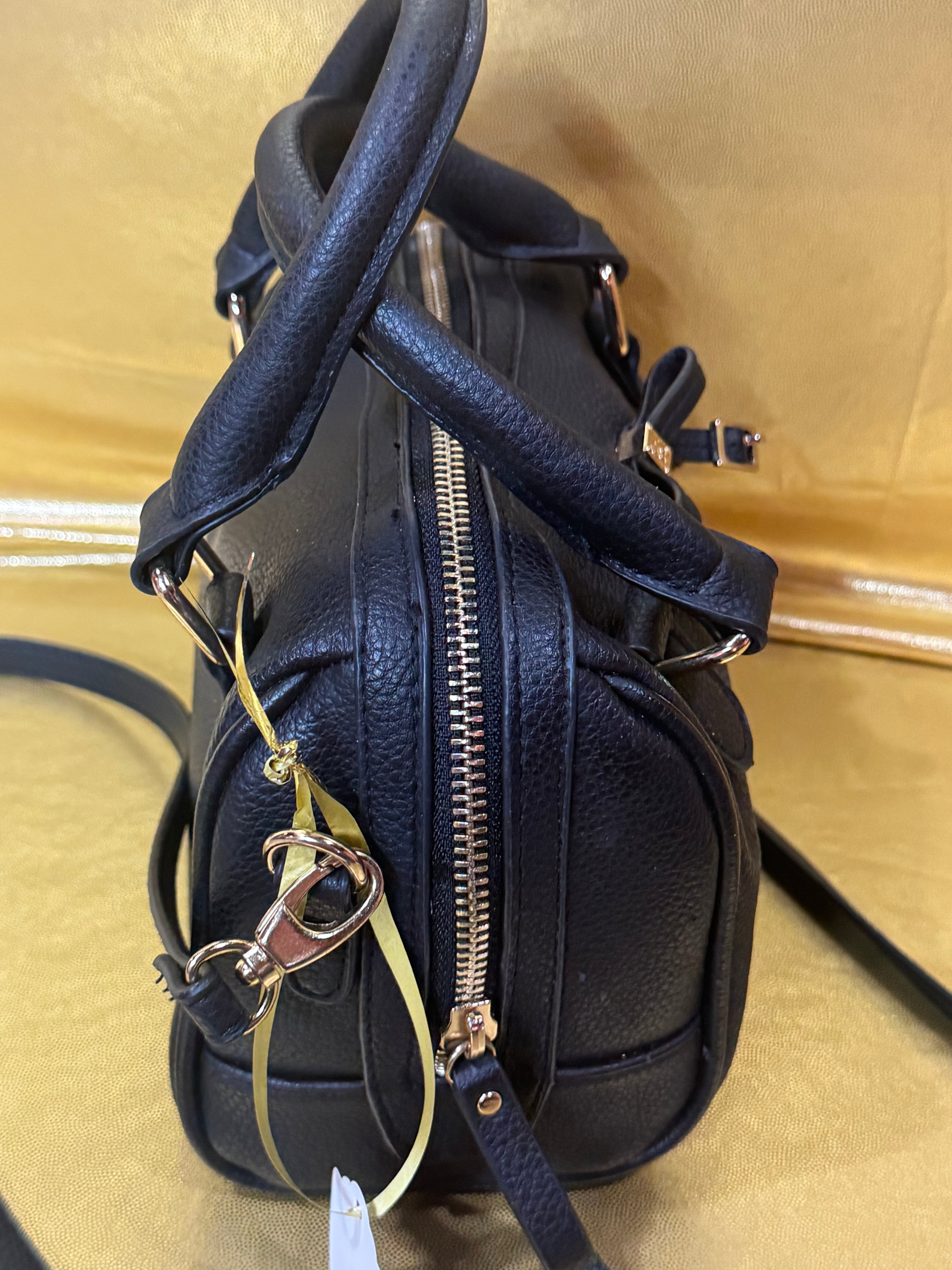 Jessica Simpson Black Faux Leather Mini Bow Satchel Crossbody Bag