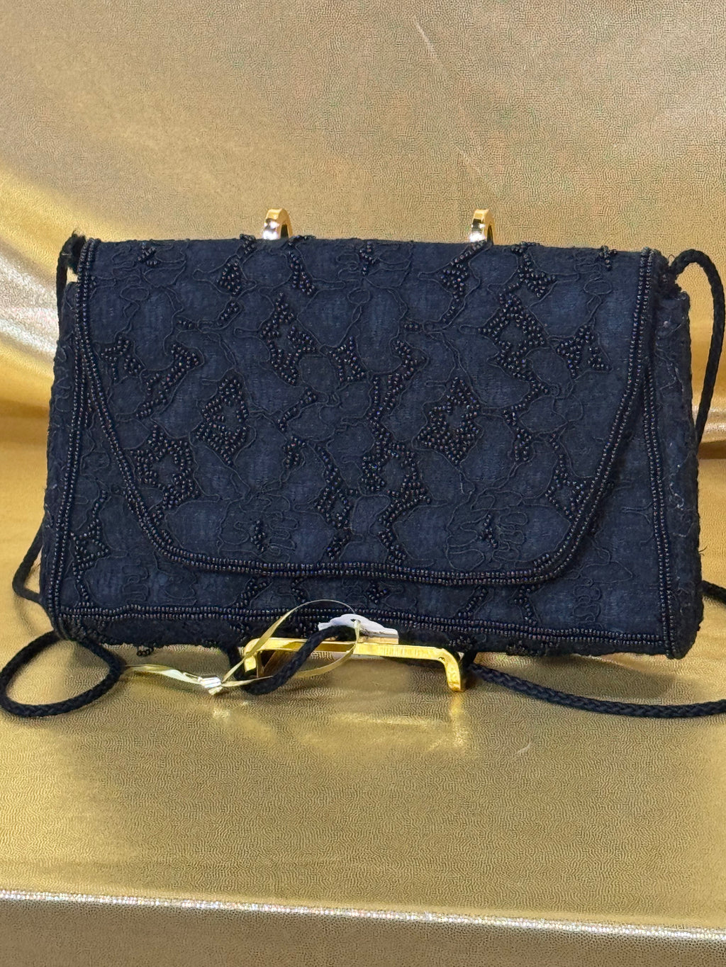 Vintage RR Handmade Beaded Lace Evening Clutch Purse