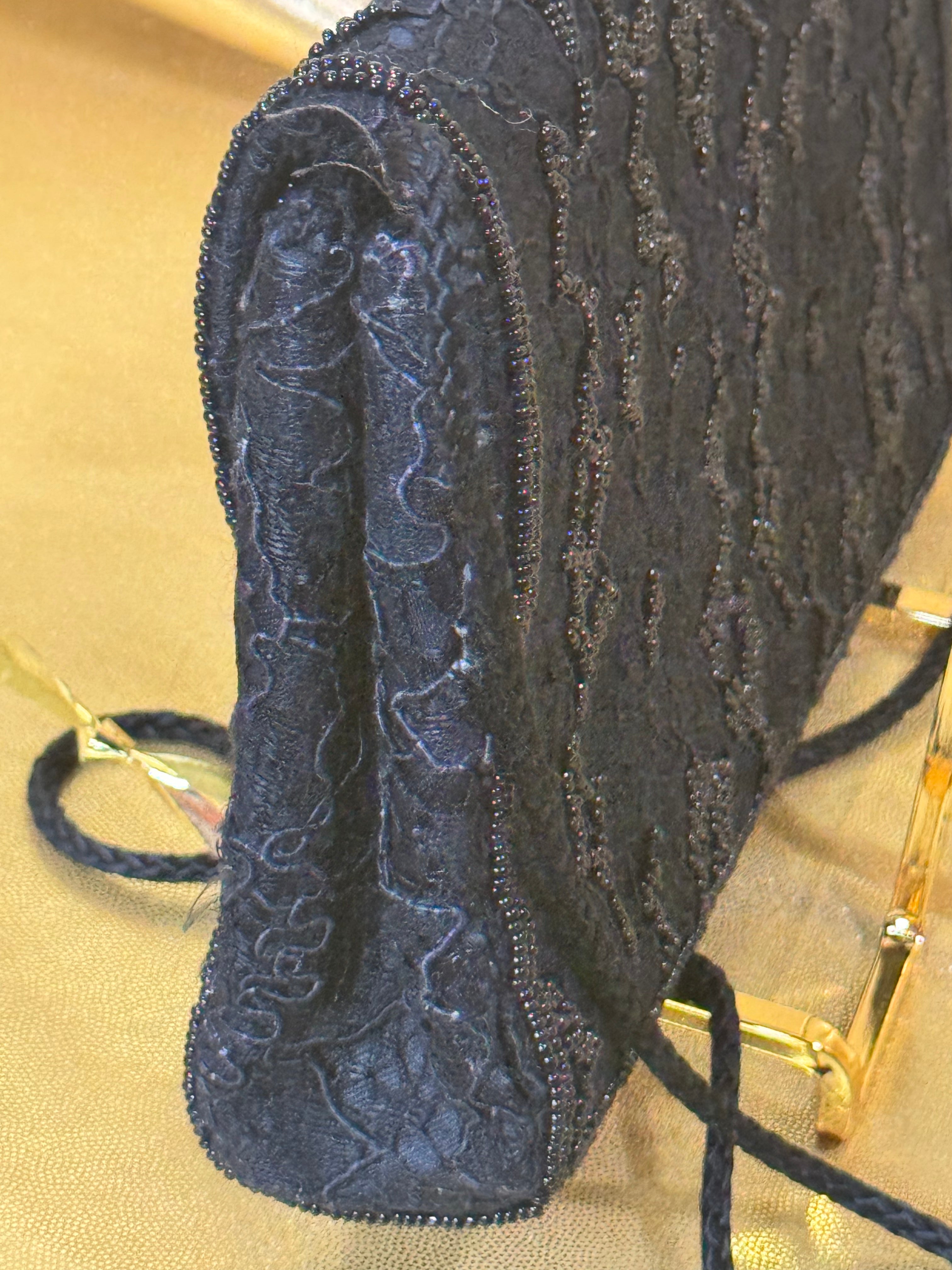 Vintage RR Handmade Beaded Lace Evening Clutch Purse