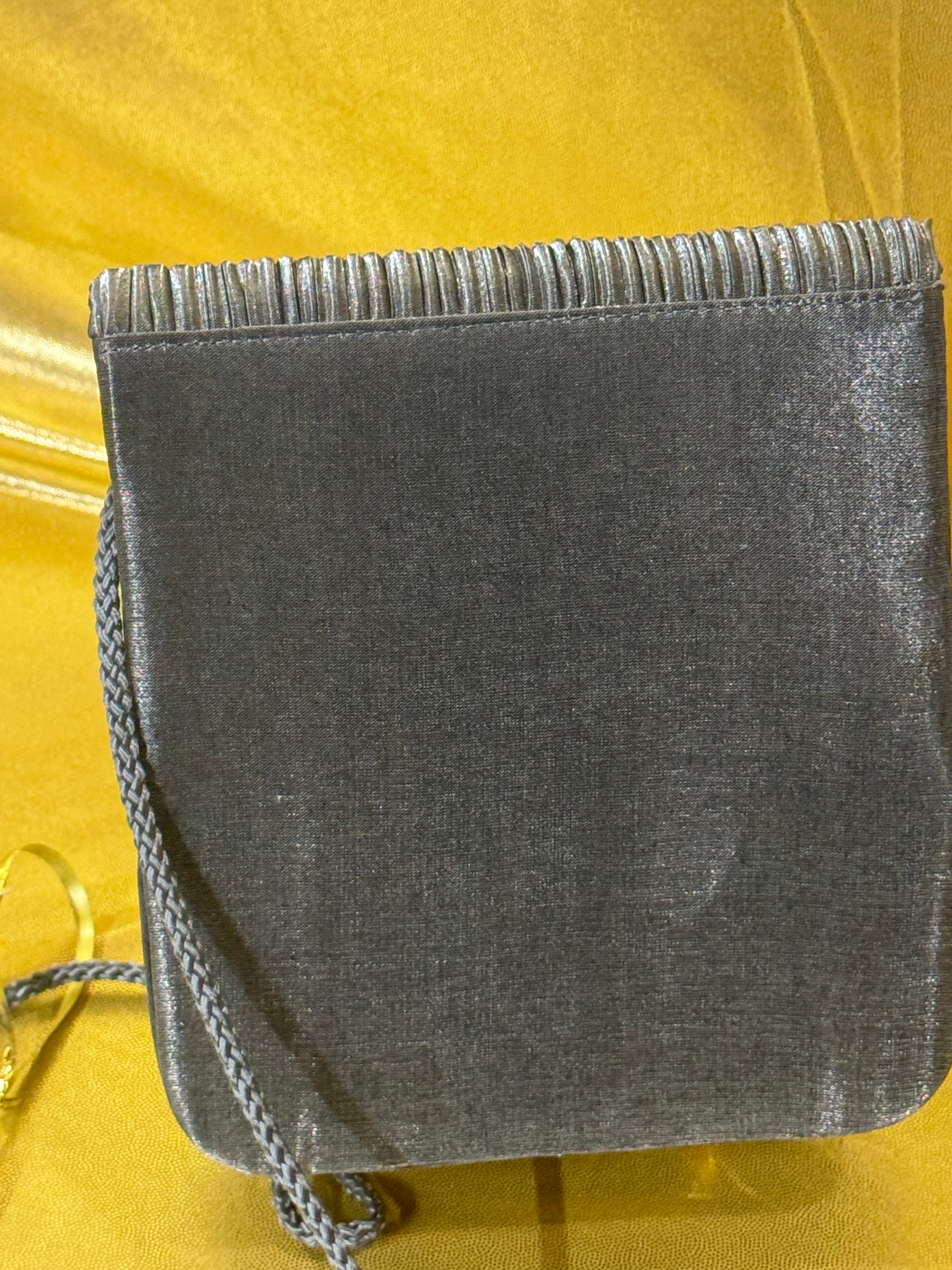 Vintage Y&S Silver Gray Pleated Evening Bag - Corded Spiral Accordion Crossbody