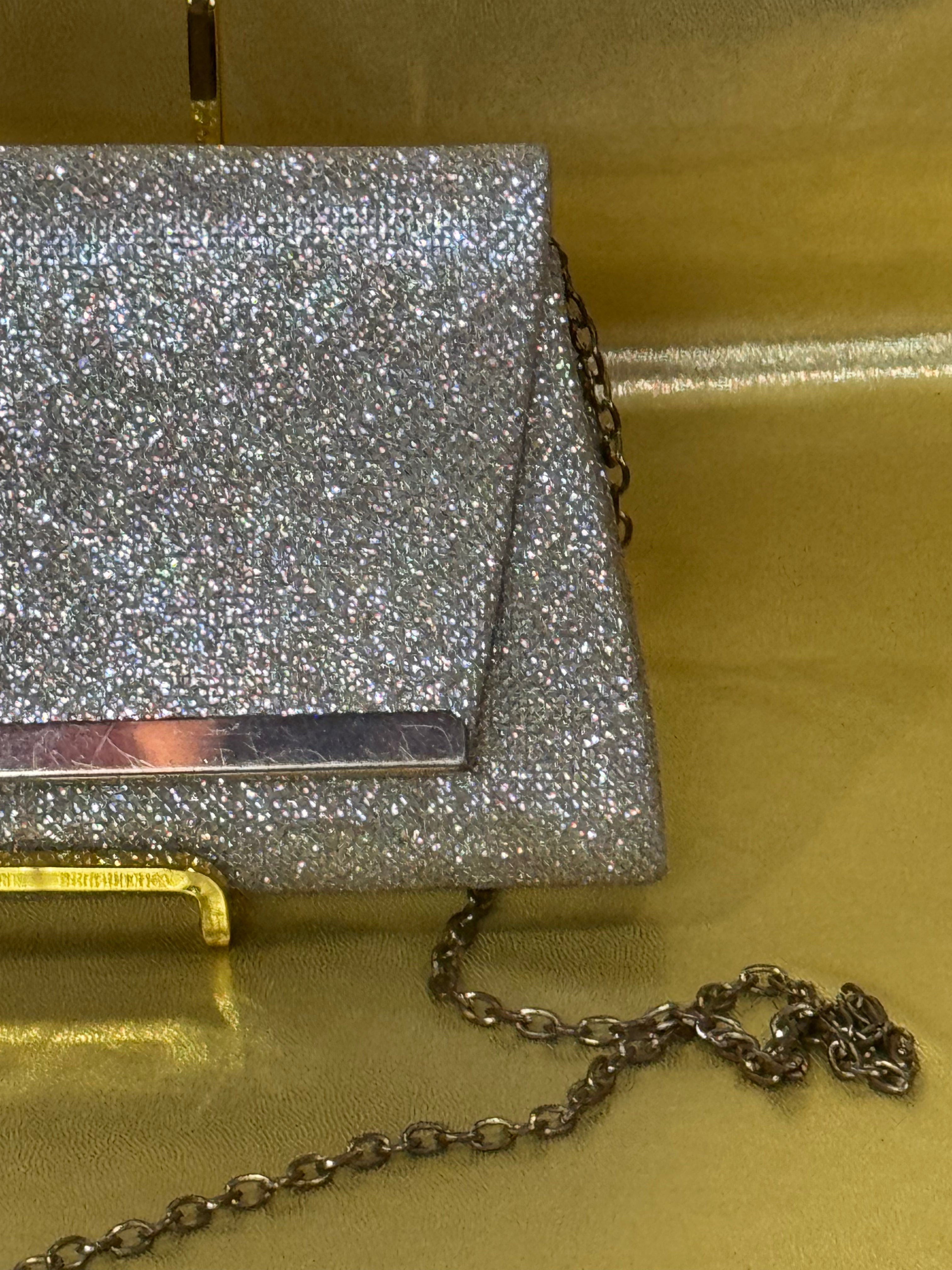 Shimmering Elegance: Blush Brand Silver Glitter Evening Clutch