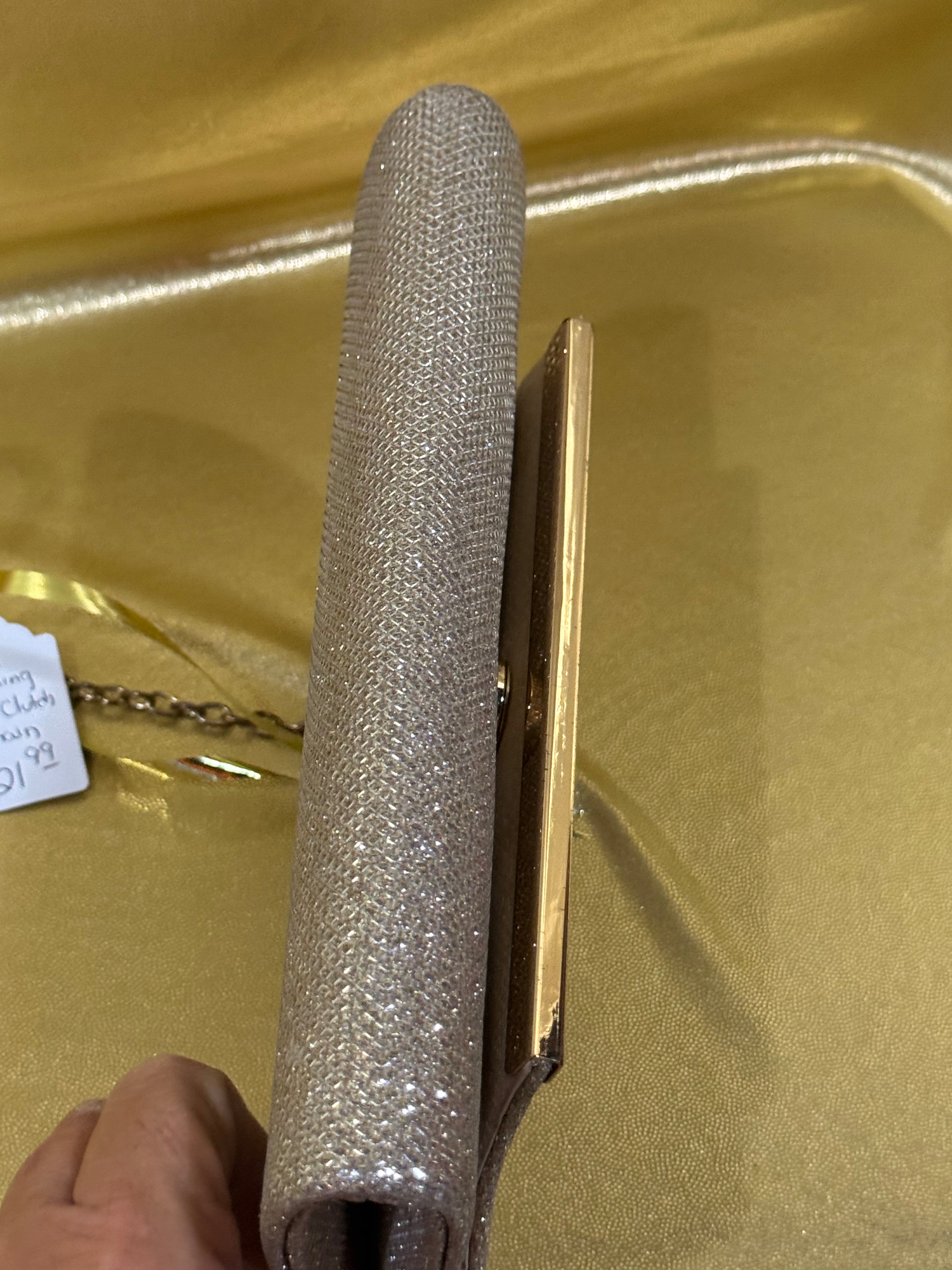 Shimmering Elegance: Blush Brand Silver Glitter Evening Clutch