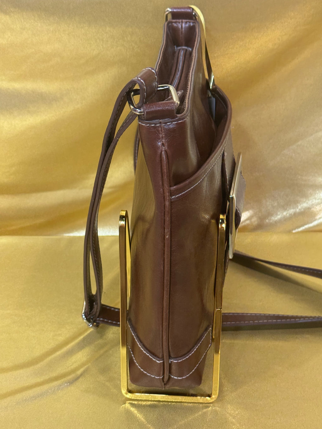 ✨ Nine West Vintage Chic Brown Faux Leather Crossbody Hipster Bag ✨