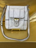 Nine West White Pebbled Faux-Leather Buckle Accent Crossbody Bag
