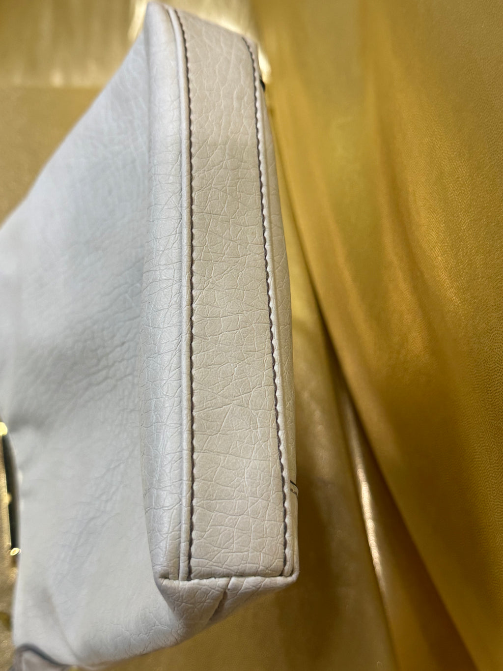 Nine West White Pebbled Faux-Leather Buckle Accent Crossbody Bag