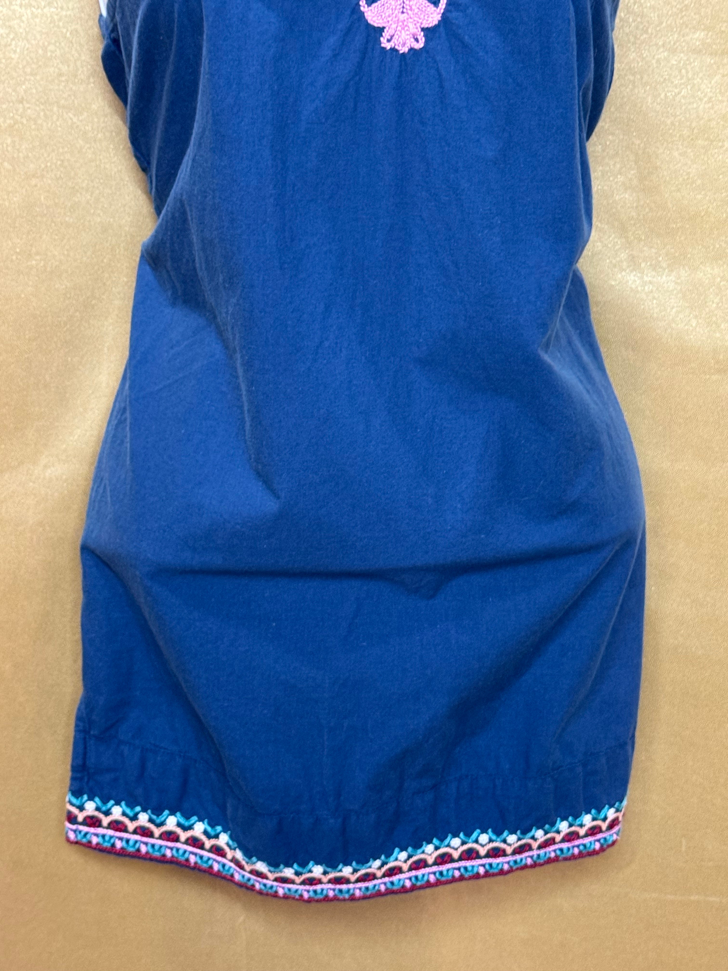 Earthbound Trading Co. Boho Embroidered Navy Long Tank Top | Size S