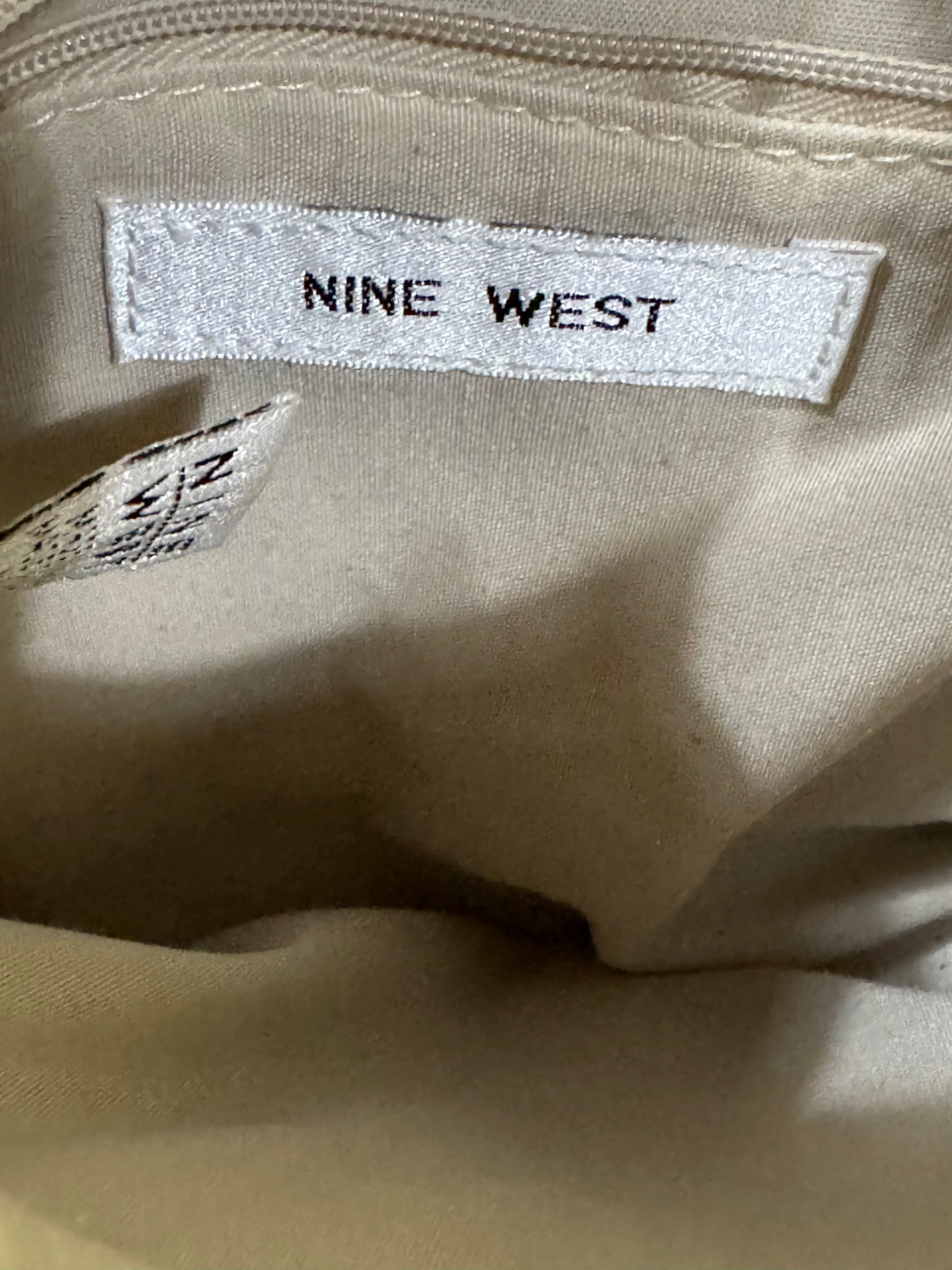 Nine West White Pebbled Faux-Leather Buckle Accent Crossbody Bag