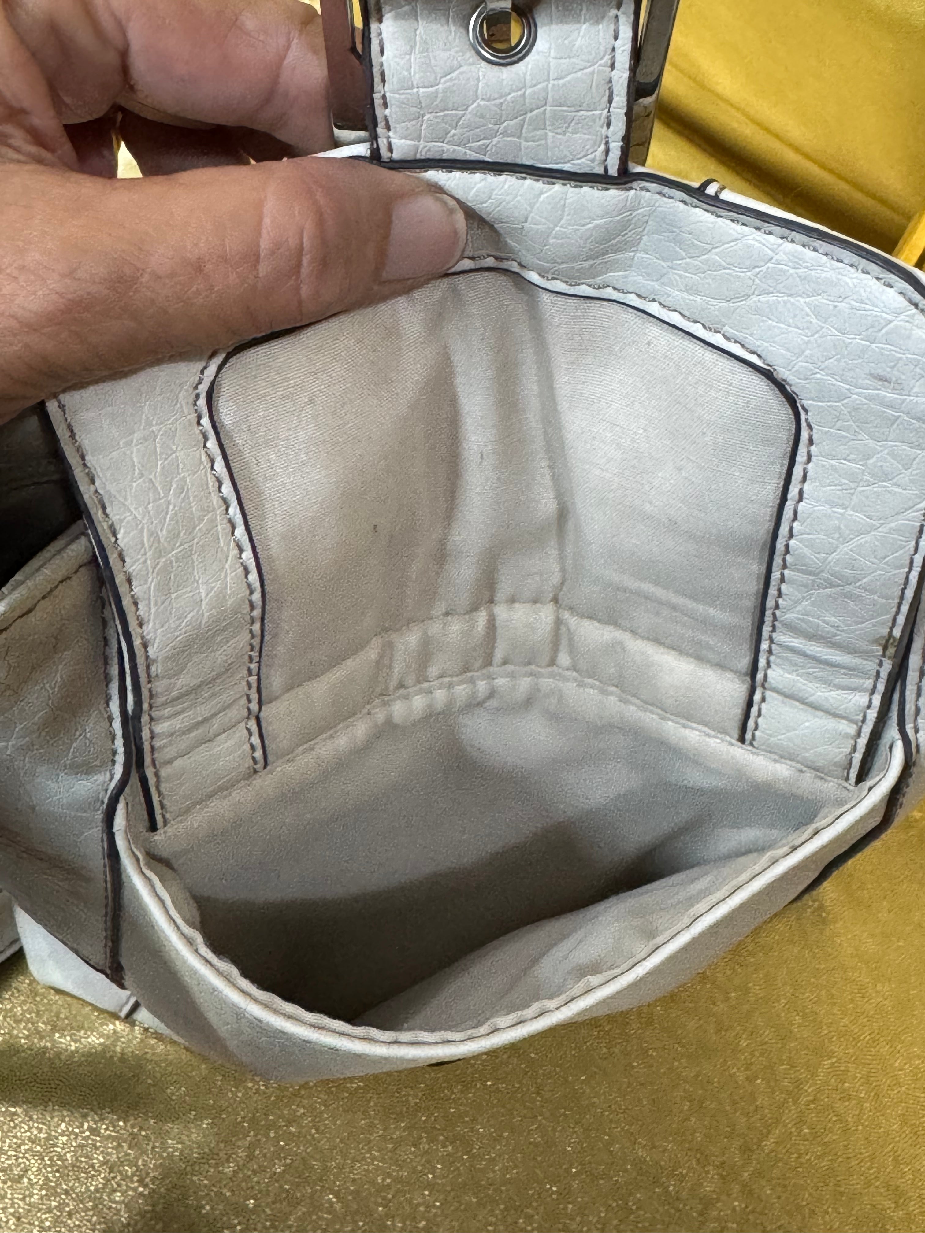 Nine West White Pebbled Faux-Leather Buckle Accent Crossbody Bag