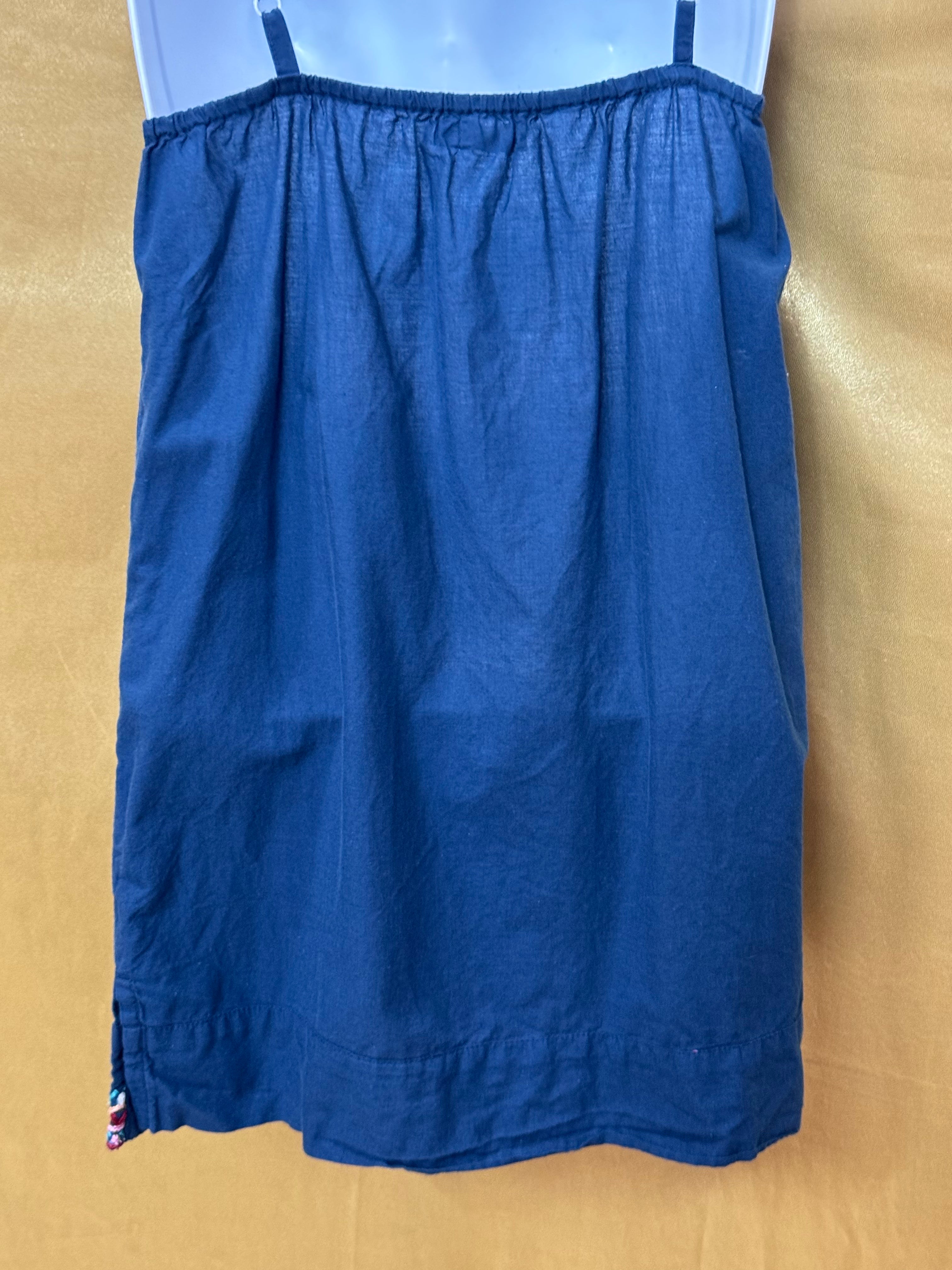 Earthbound Trading Co. Boho Embroidered Navy Long Tank Top | Size S