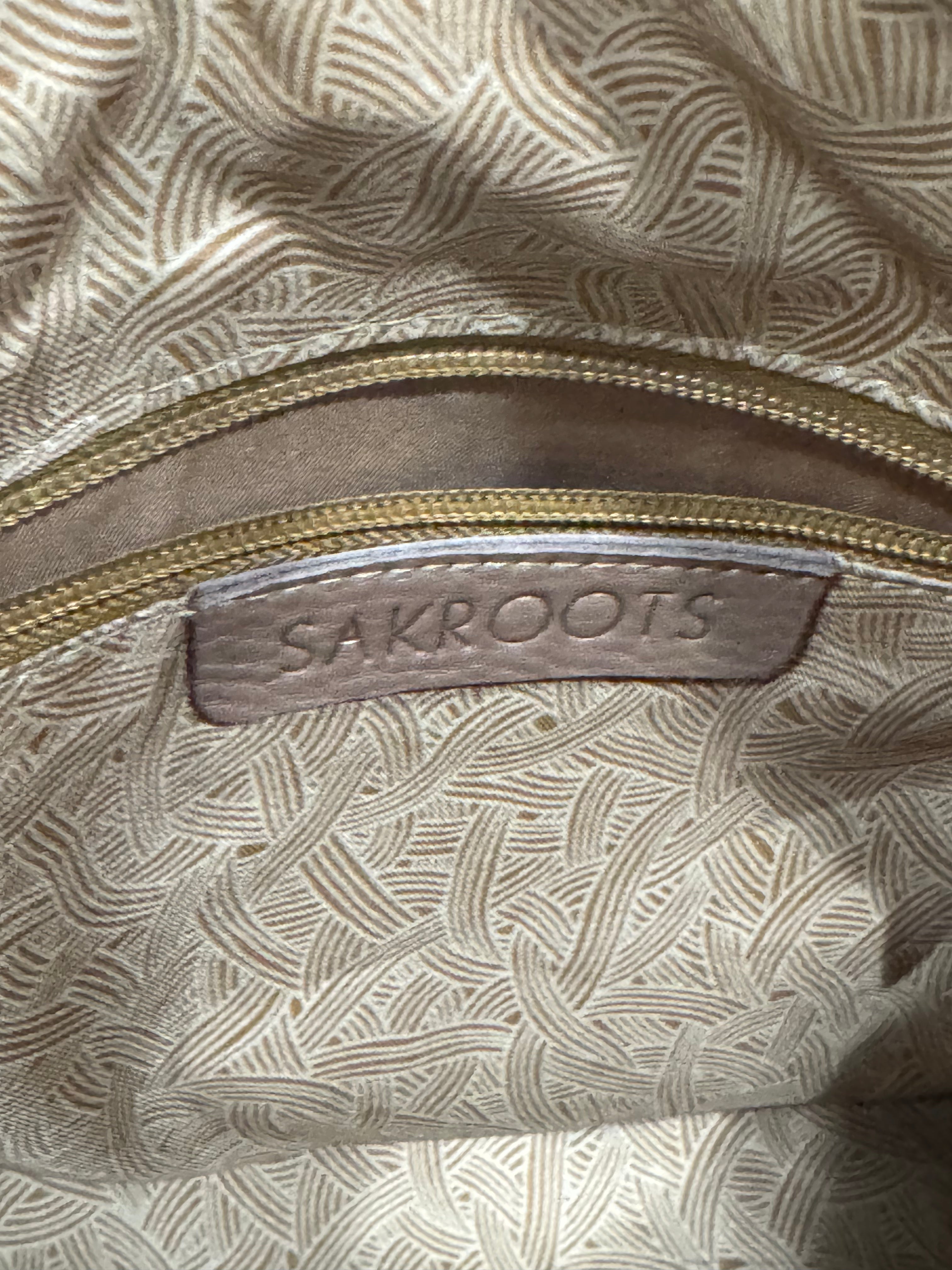 Sakroots Boho Geometric Ikat Satchel & Crossbody Bag – Earthy Brown Leather Trim