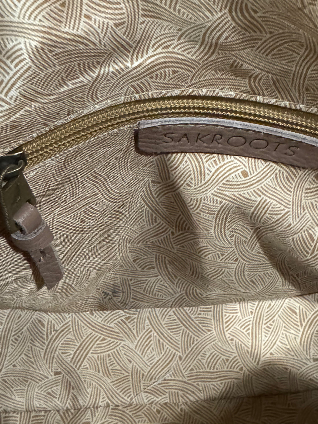Sakroots Boho Geometric Ikat Satchel & Crossbody Bag – Earthy Brown Leather Trim