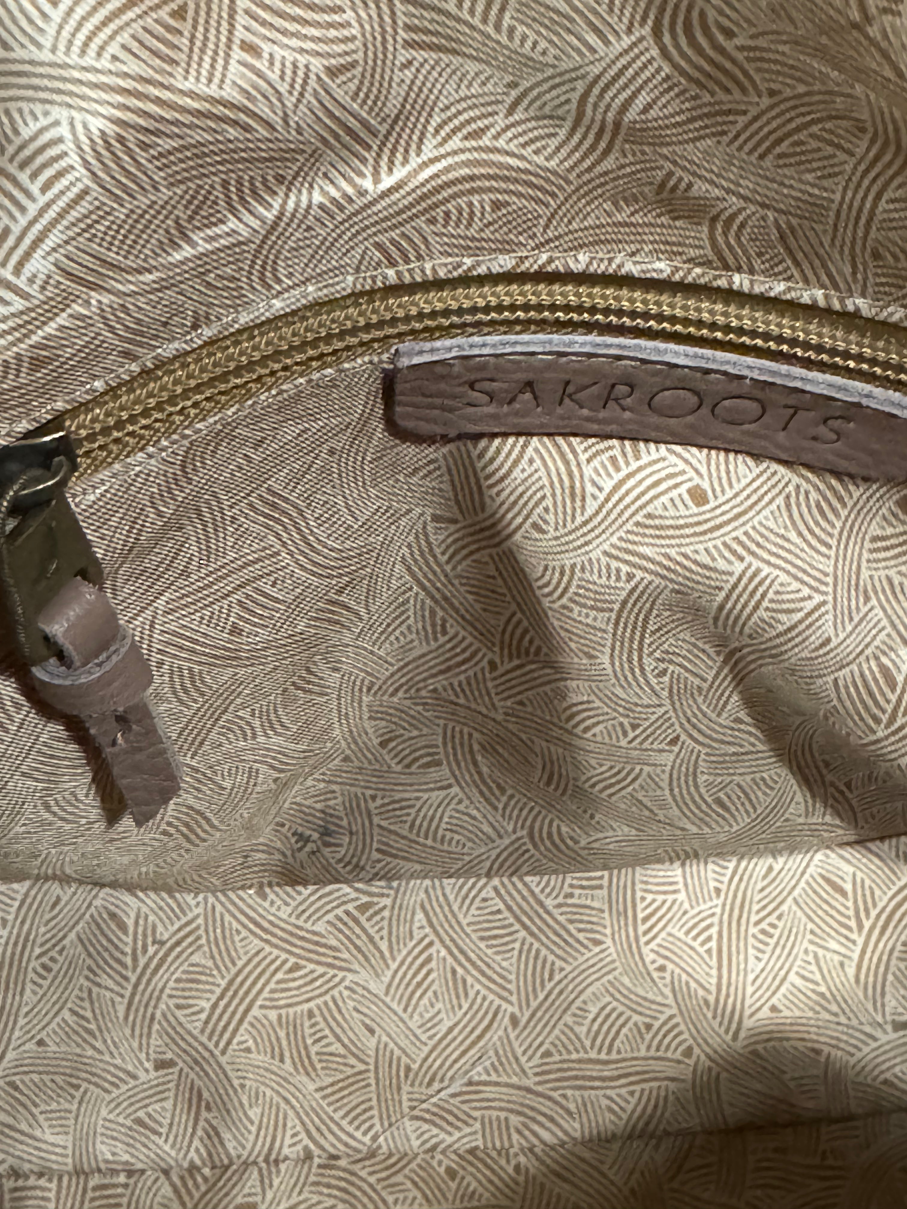 Sakroots Boho Geometric Ikat Satchel & Crossbody Bag – Earthy Brown Leather Trim