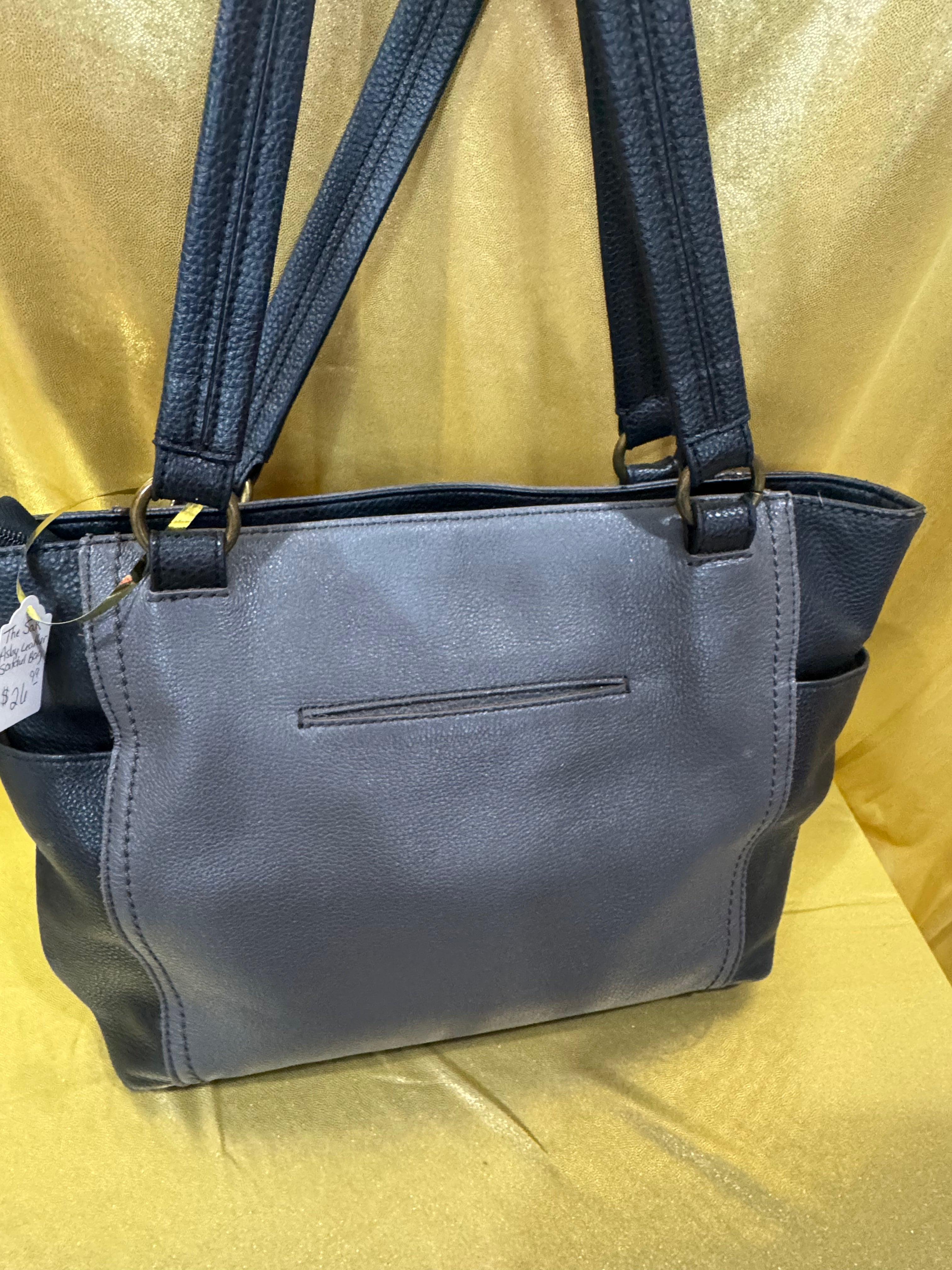 The Sak Ashby Medium Leather Satchel Bag – Two-Tone Slate & Black Pebbled Leather