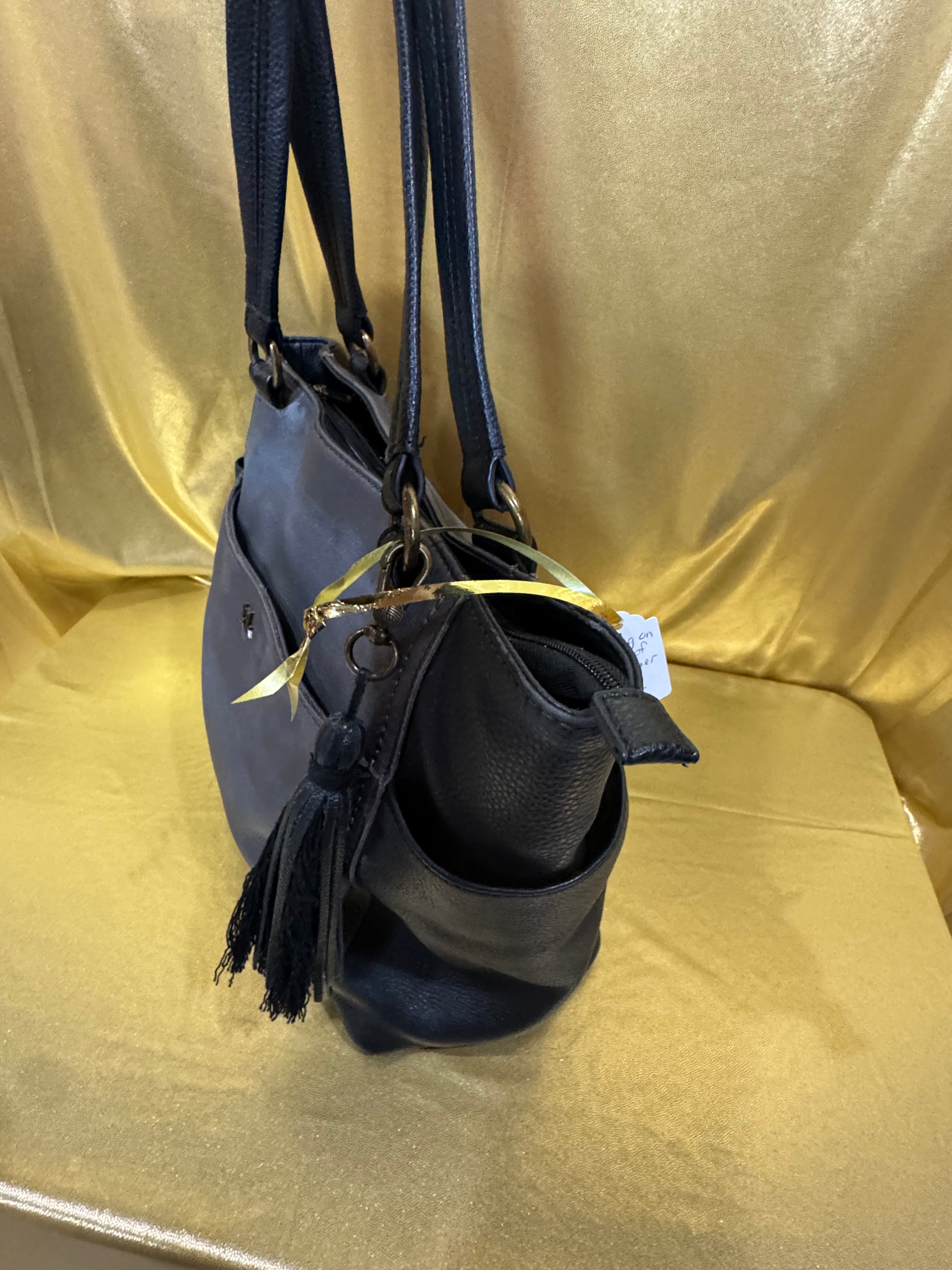 The Sak Ashby Medium Leather Satchel Bag – Two-Tone Slate & Black Pebbled Leather