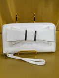 Betsey Johnson White Bow Zippered Wristlet Clutch