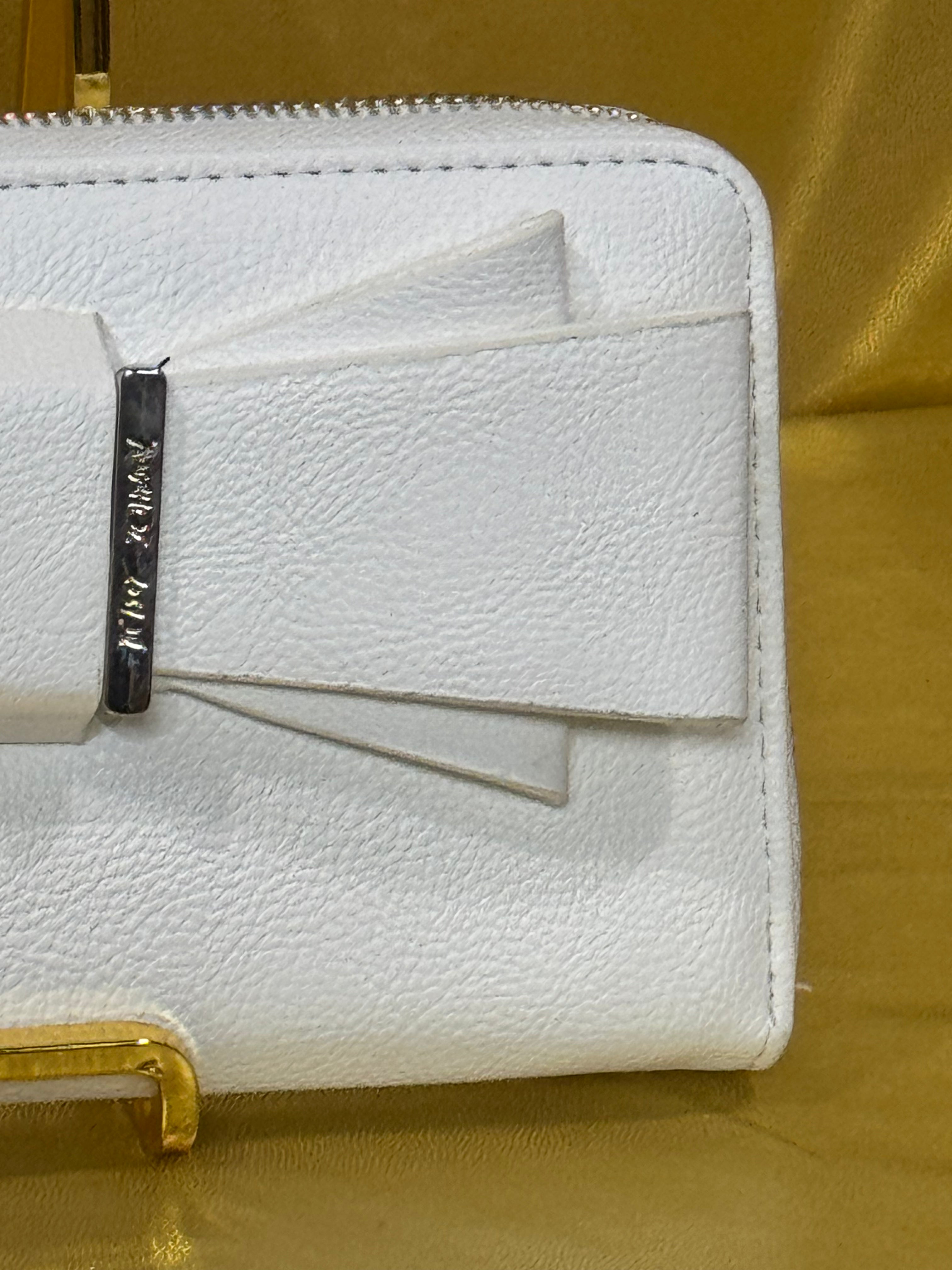 Betsey Johnson White Bow Zippered Wristlet Clutch