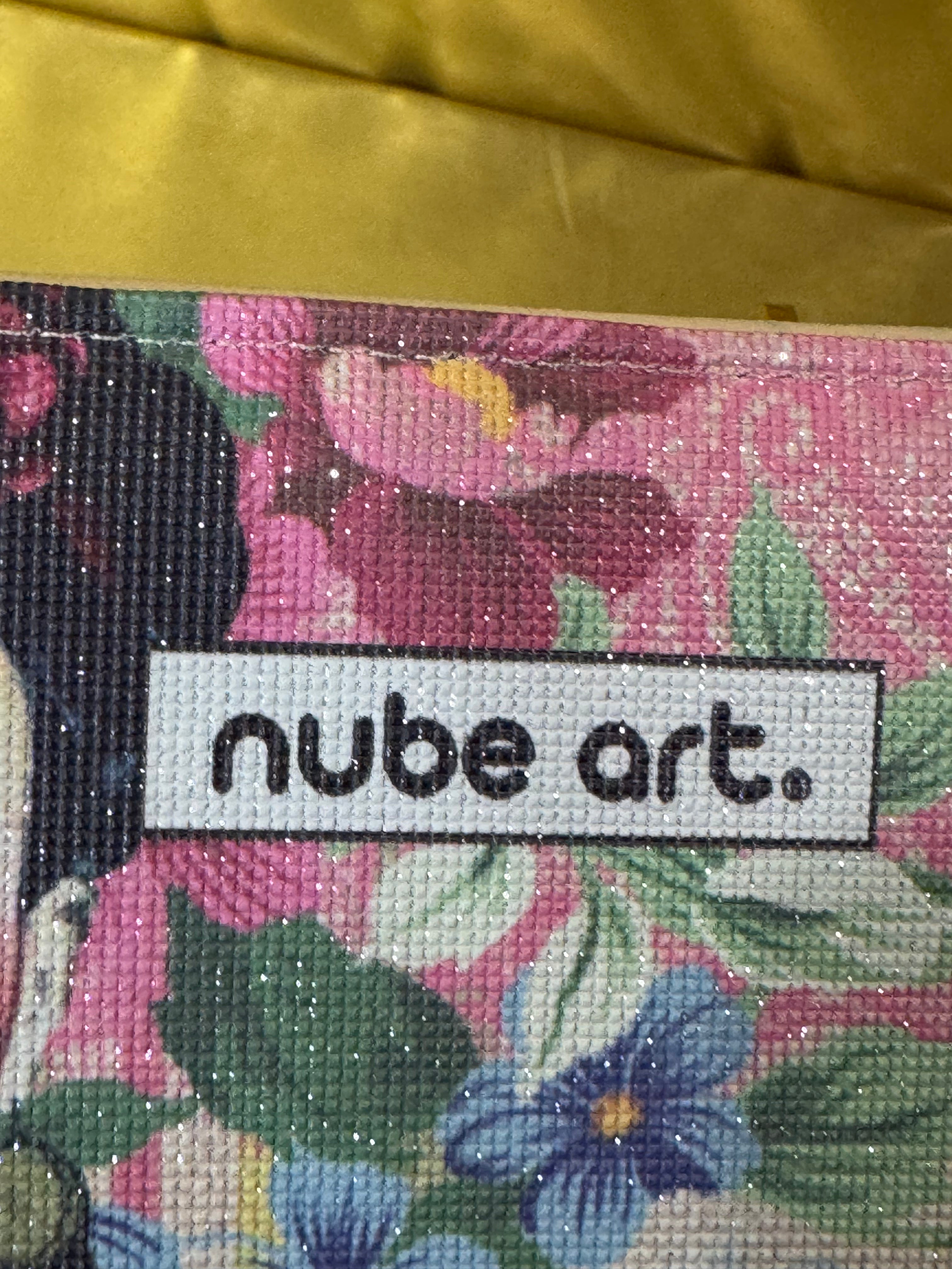 🎨 Nube Art Frida Kahlo Floral Wallet – Pink Glitter Canvas Clutch
