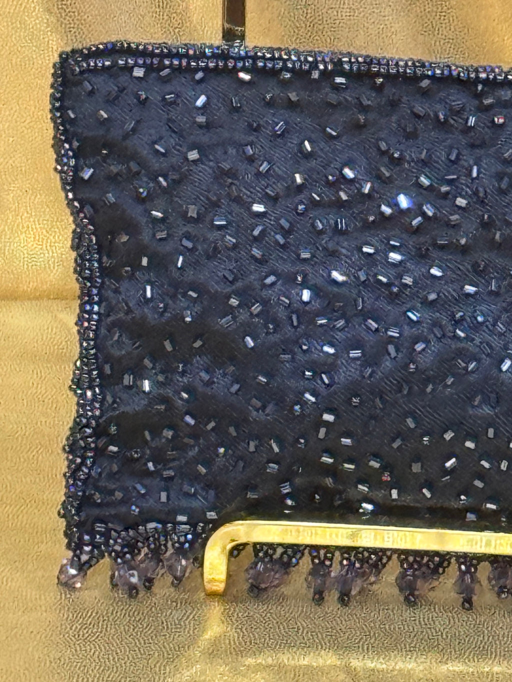 Vintage-Style Black Beaded & Sequined Evening Clutch