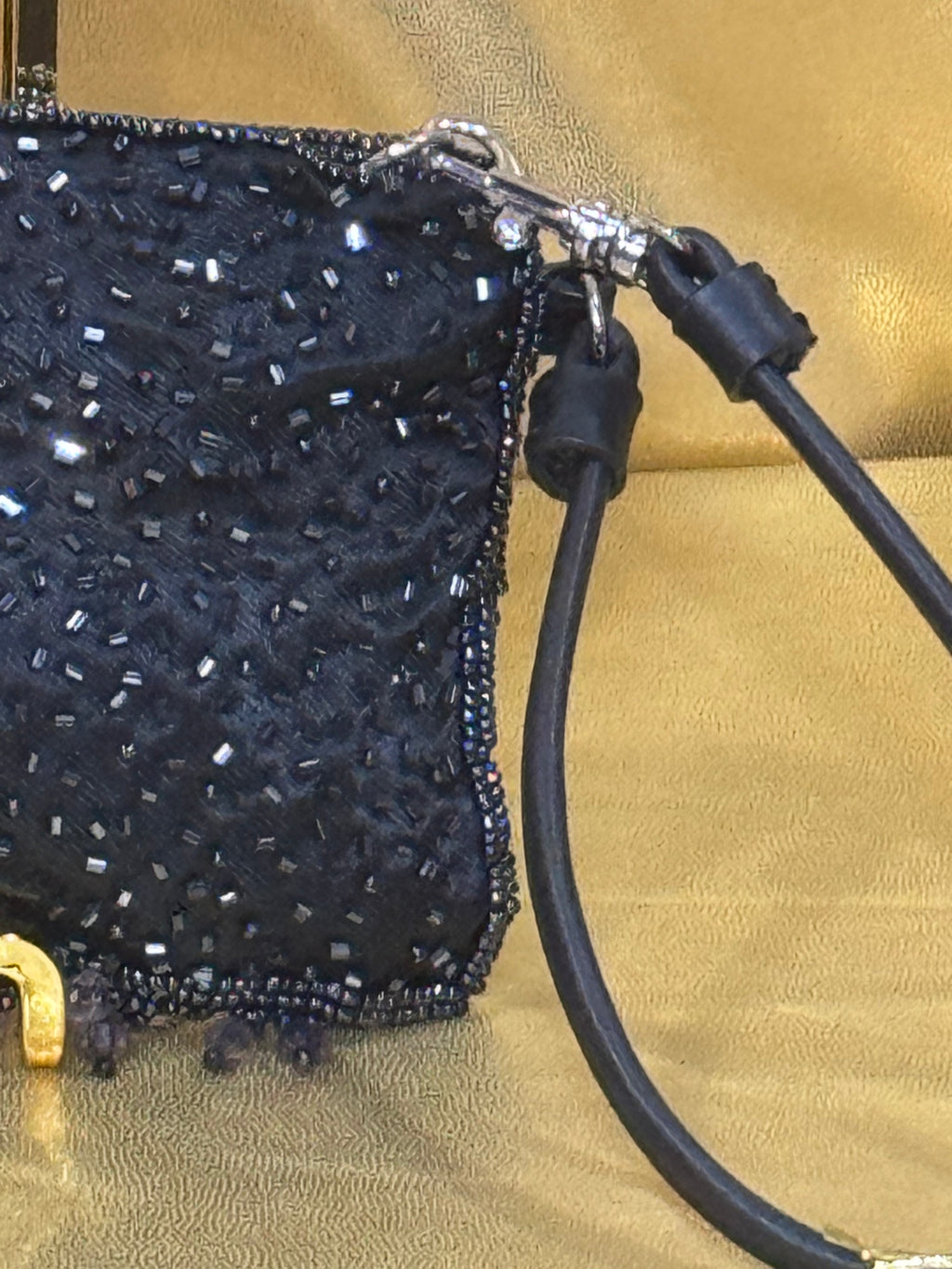 Vintage-Style Black Beaded & Sequined Evening Clutch