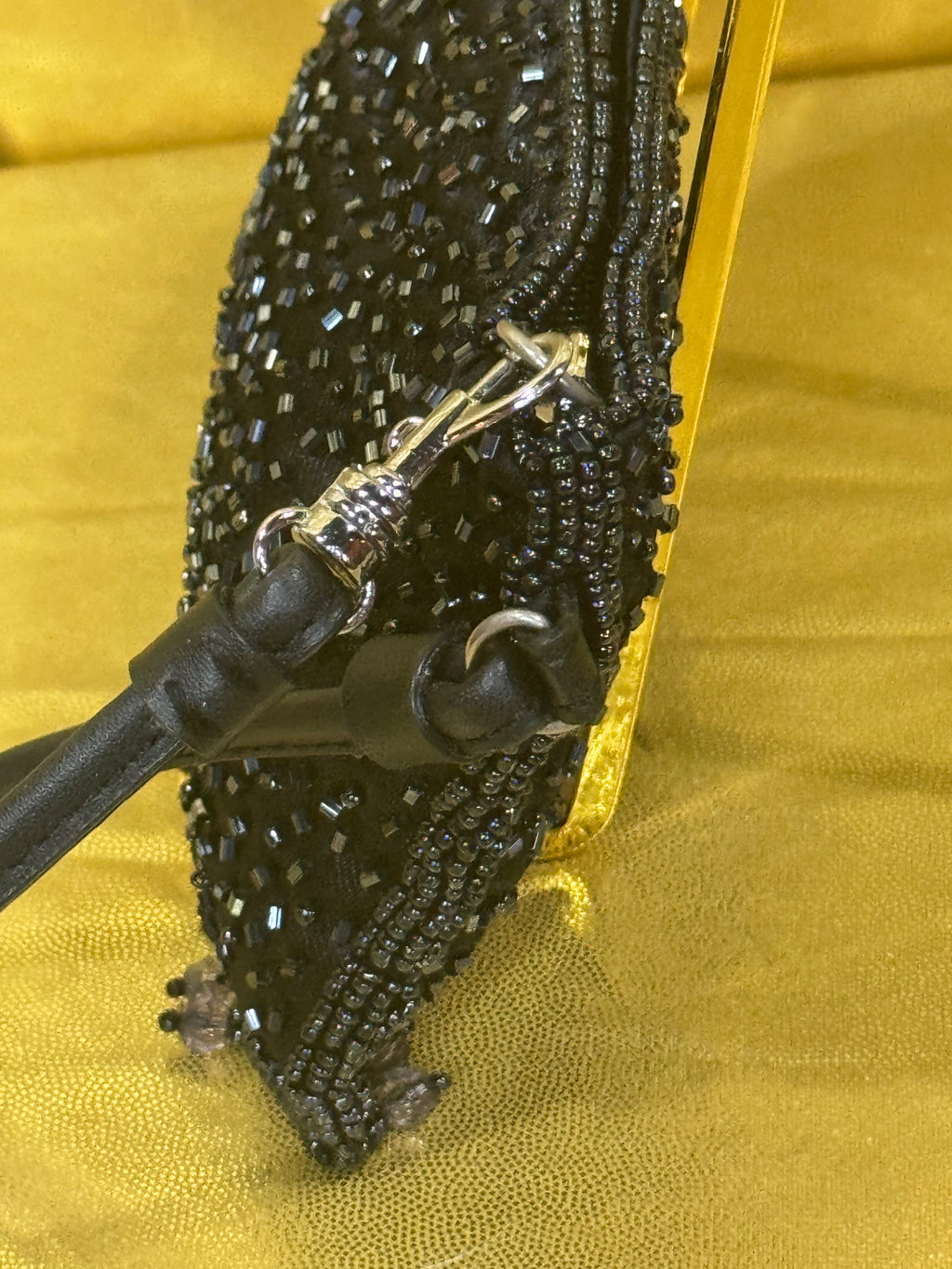 Vintage-Style Black Beaded & Sequined Evening Clutch