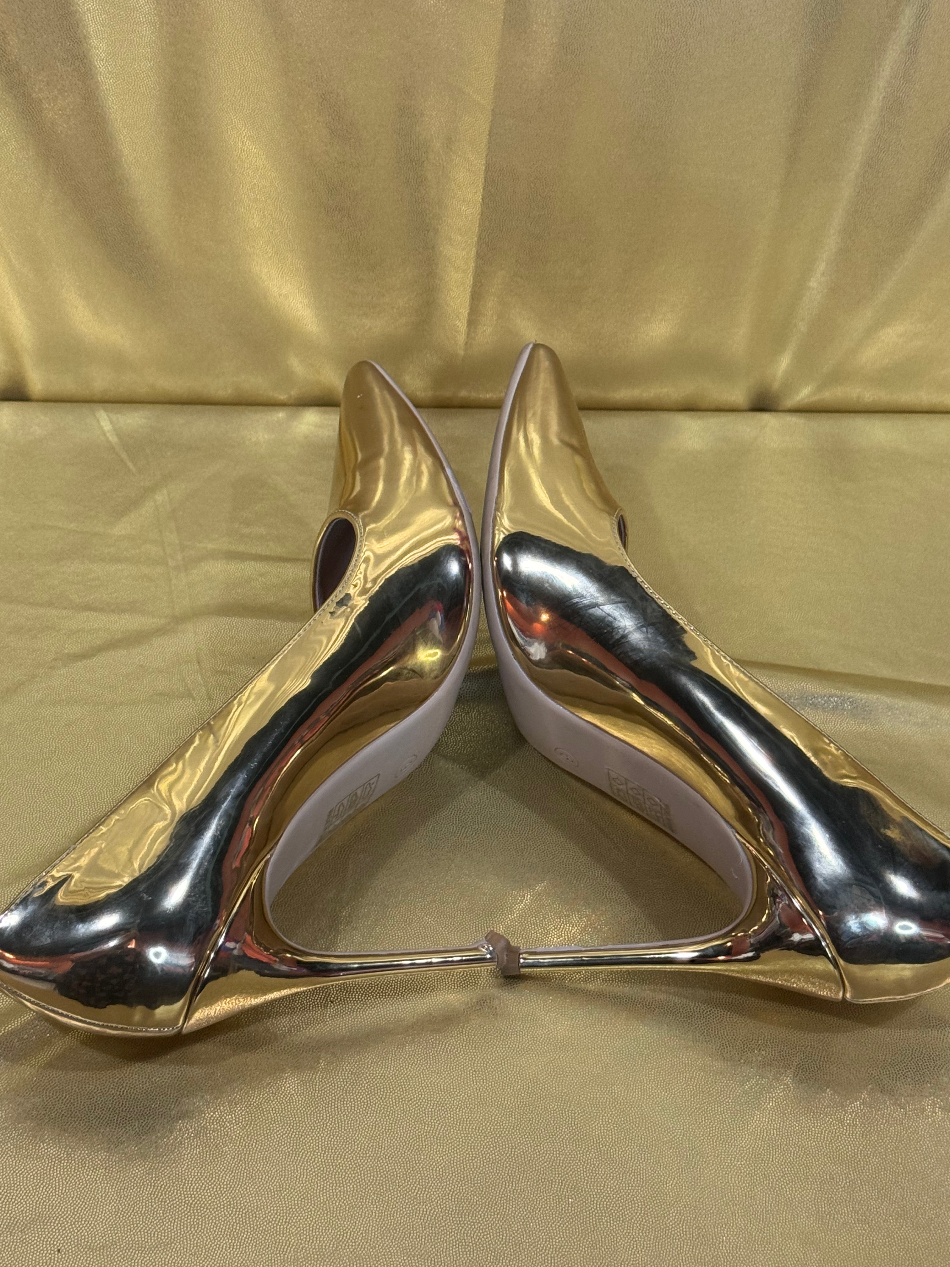 Gen Shuo Metallic Gold Pointed-Toe Stiletto Pumps – Size 9
