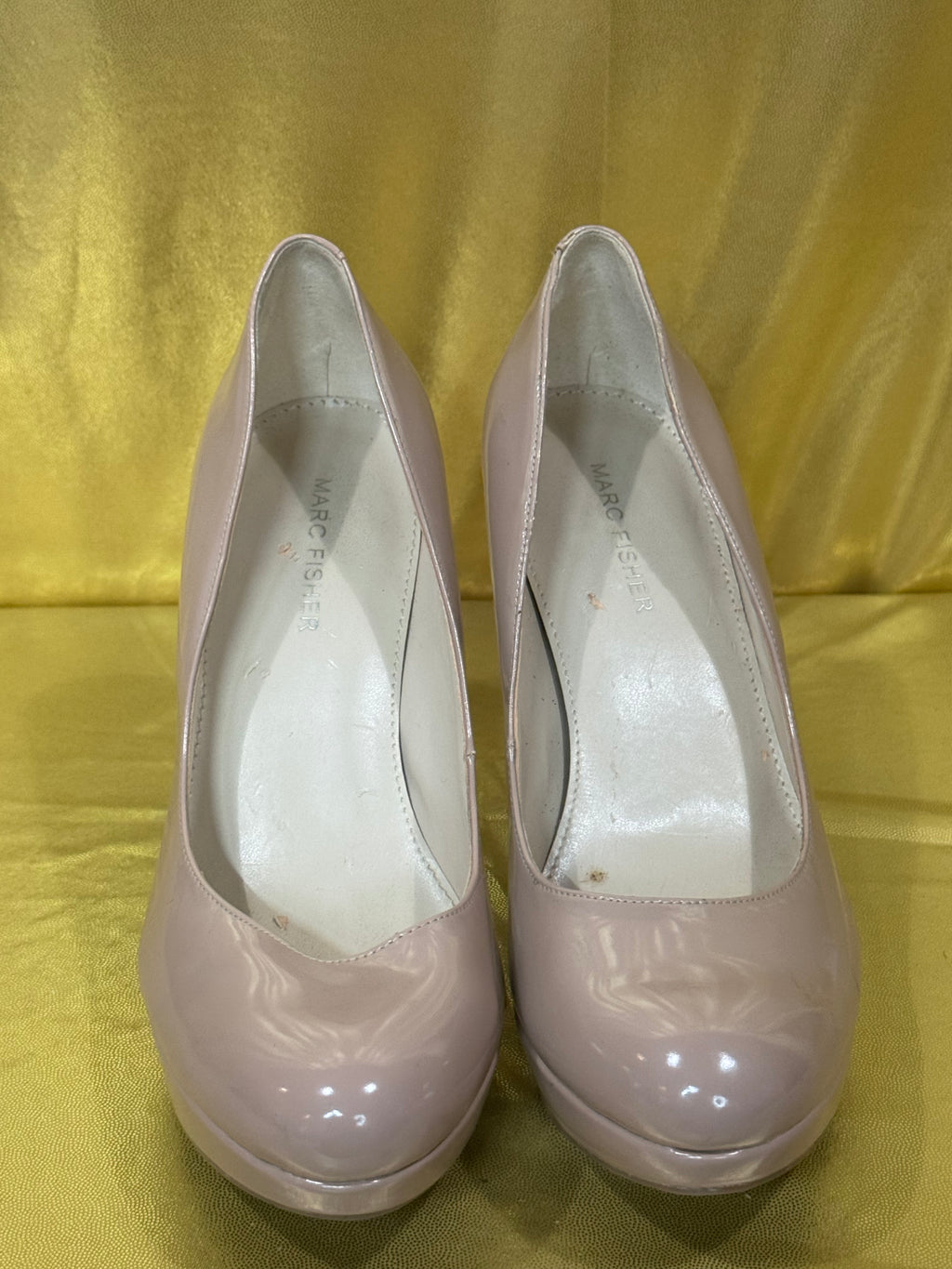 Marc Fisher Nude Patent Leather Platform Pumps - Size 8