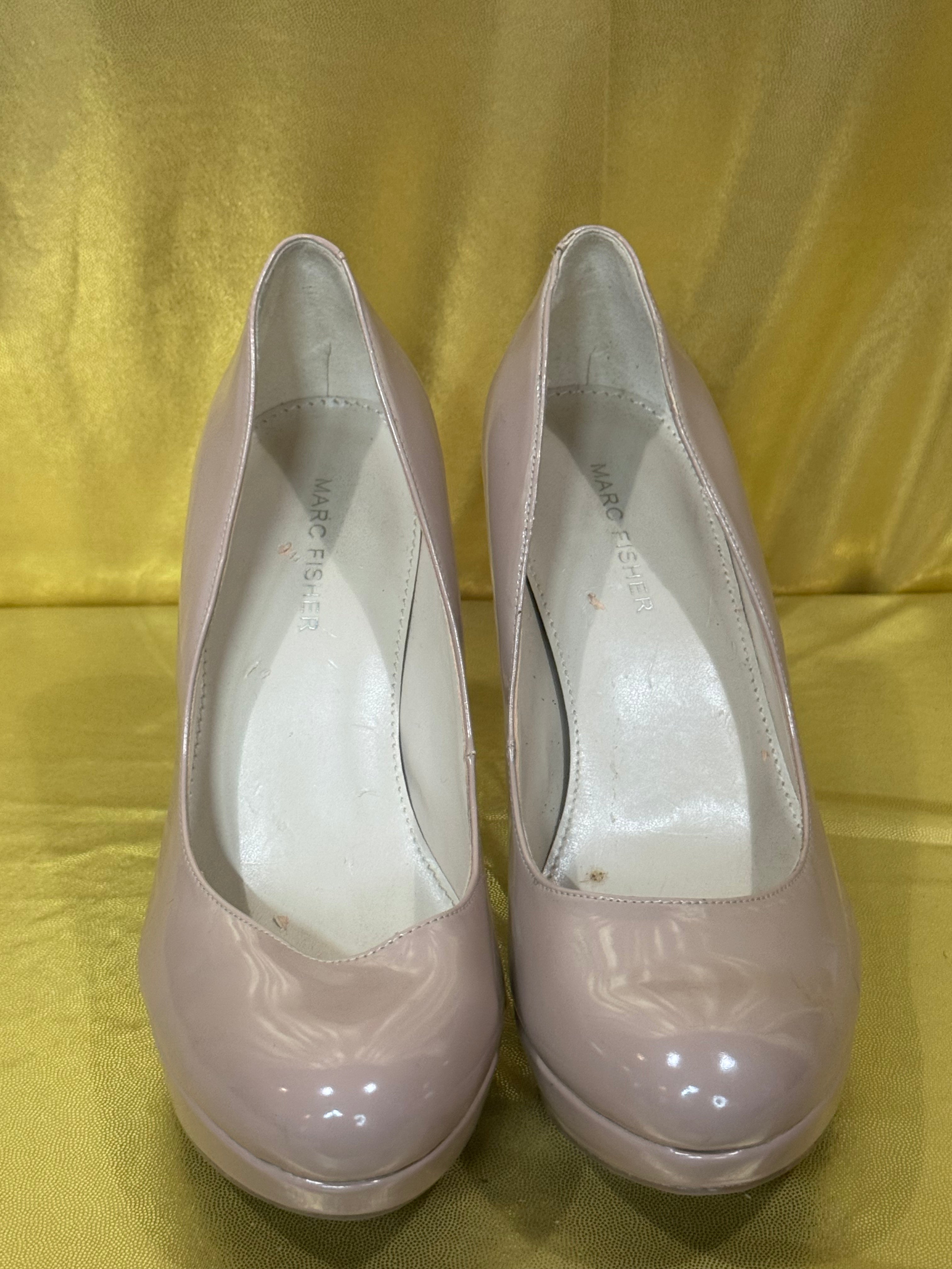 Marc Fisher Nude Patent Leather Platform Pumps - Size 8