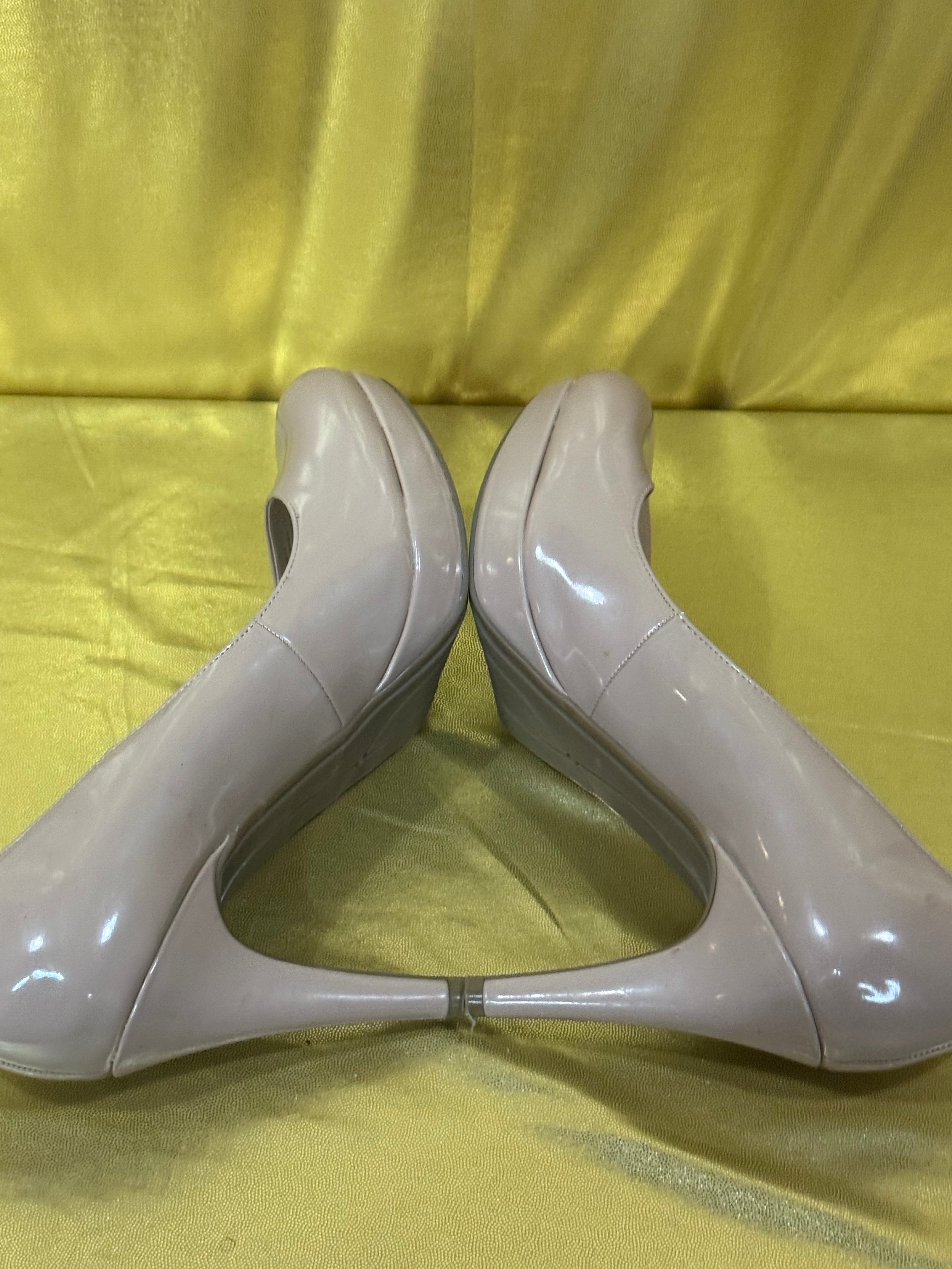 Marc Fisher Nude Patent Leather Platform Pumps - Size 8