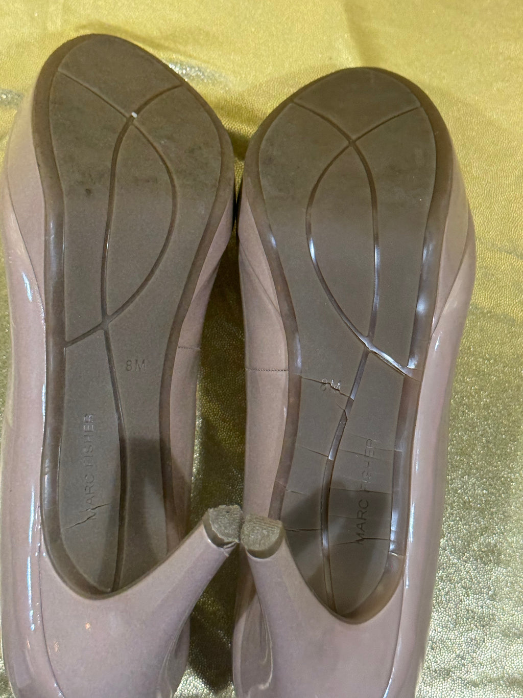 Marc Fisher Nude Patent Leather Platform Pumps - Size 8