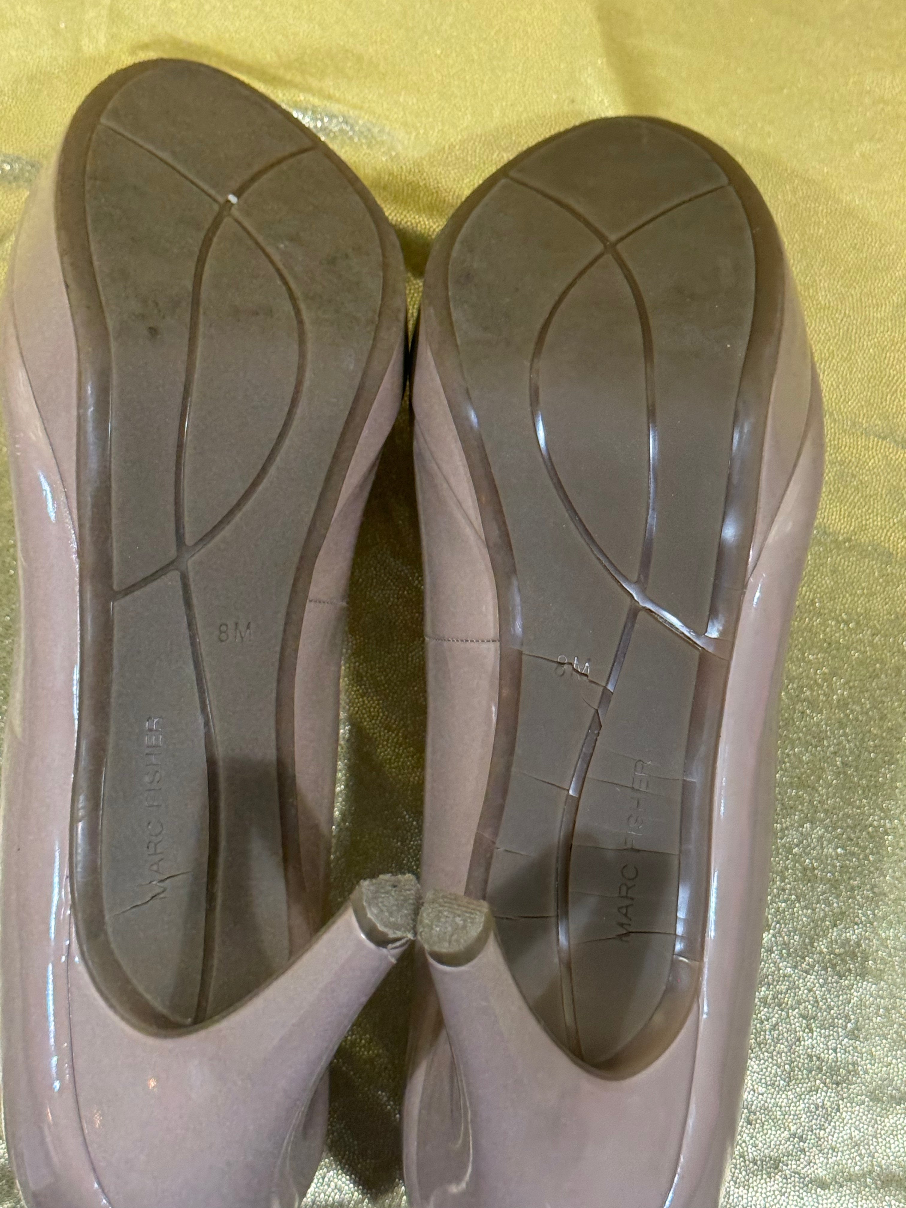 Marc Fisher Nude Patent Leather Platform Pumps - Size 8