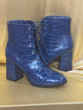 ✨ Statement Maker: Forever 21 Blue Croc Lace-Up Boots (Size 6) ✨