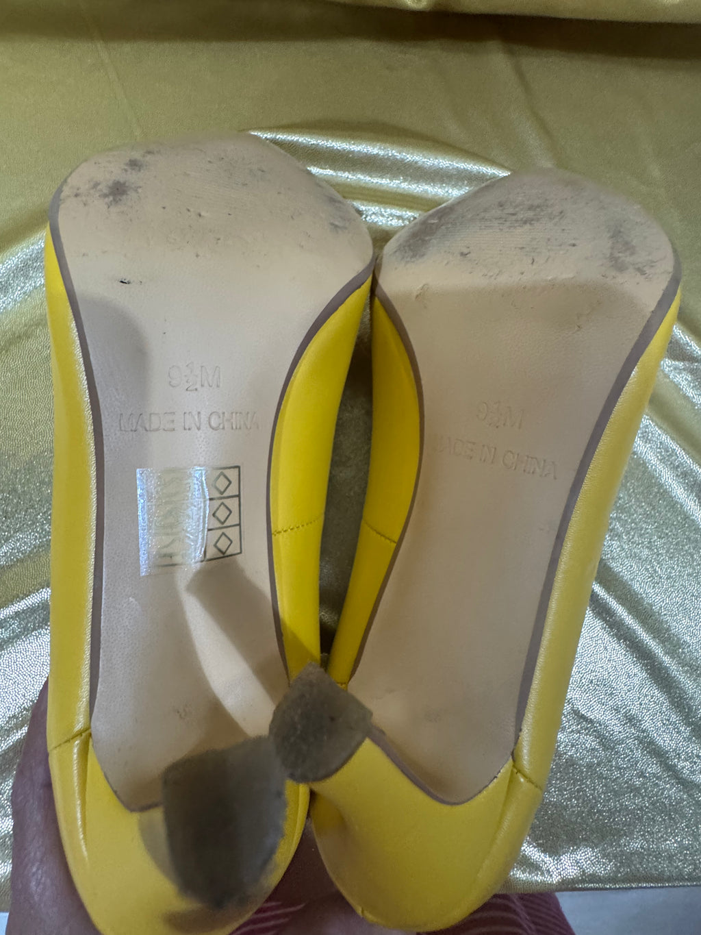🌟 Pop of Color: Midnight Velvet Yellow Cut-Out Heels