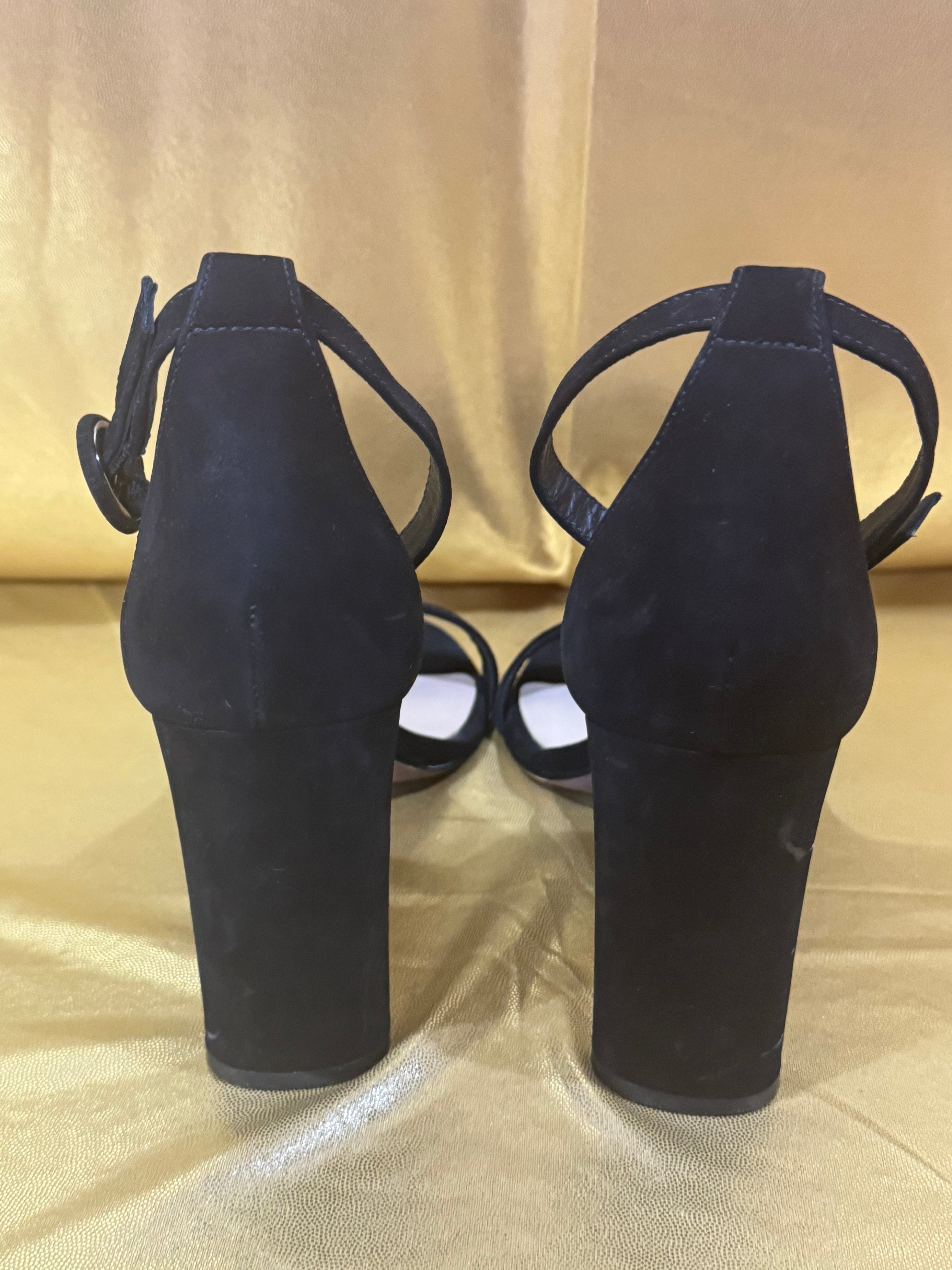 Antonio Melani Black Suede Ankle Strap Block Heel Sandals - Size 8.5