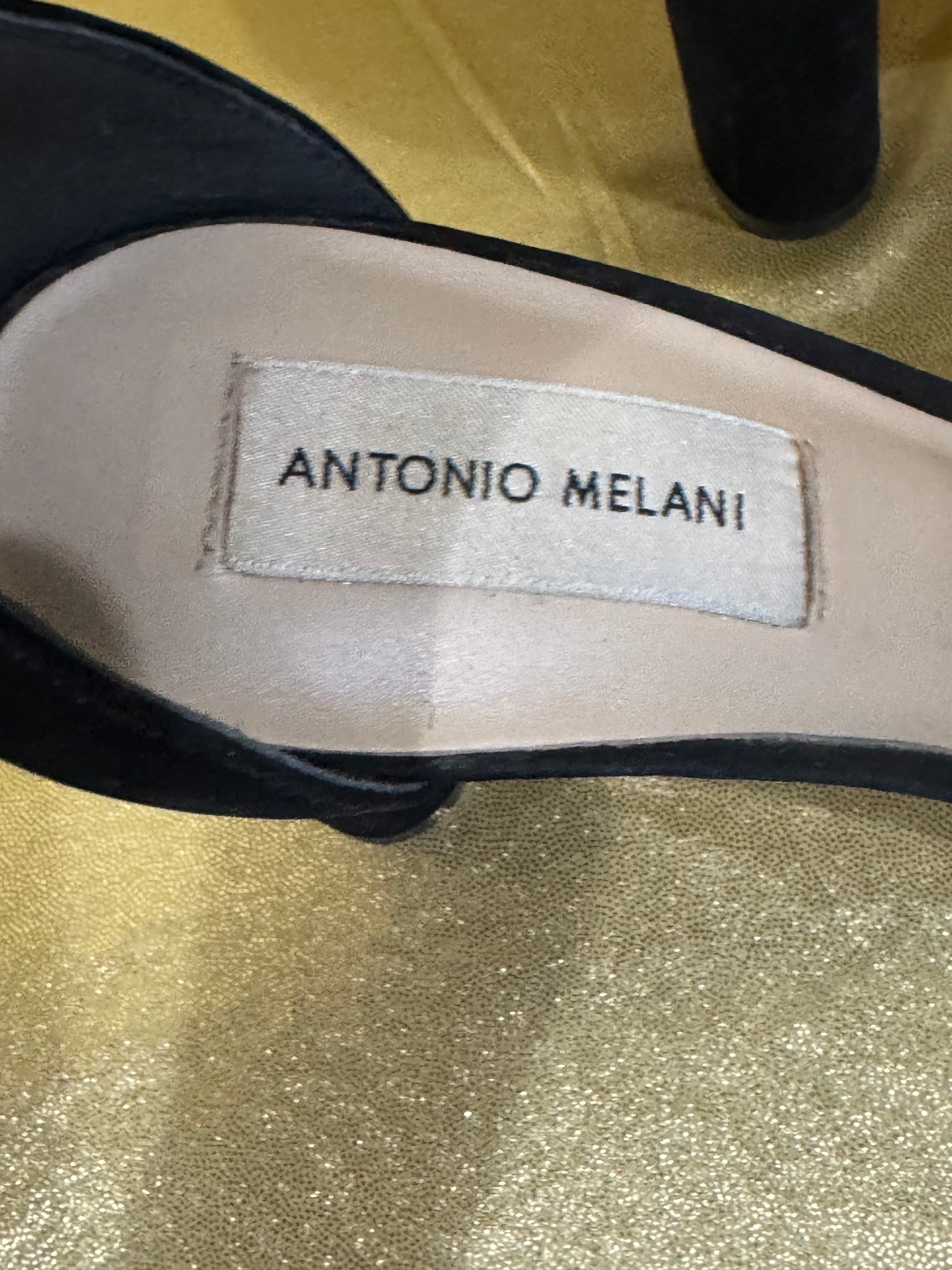 Antonio Melani Black Suede Ankle Strap Block Heel Sandals - Size 8.5
