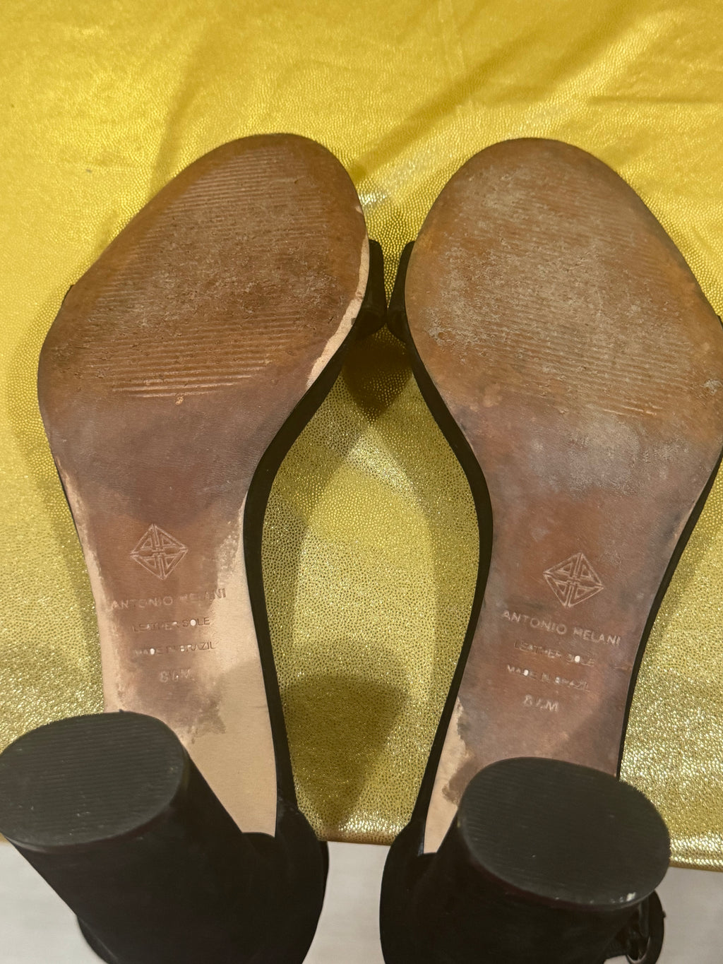 Antonio Melani Black Suede Ankle Strap Block Heel Sandals - Size 8.5