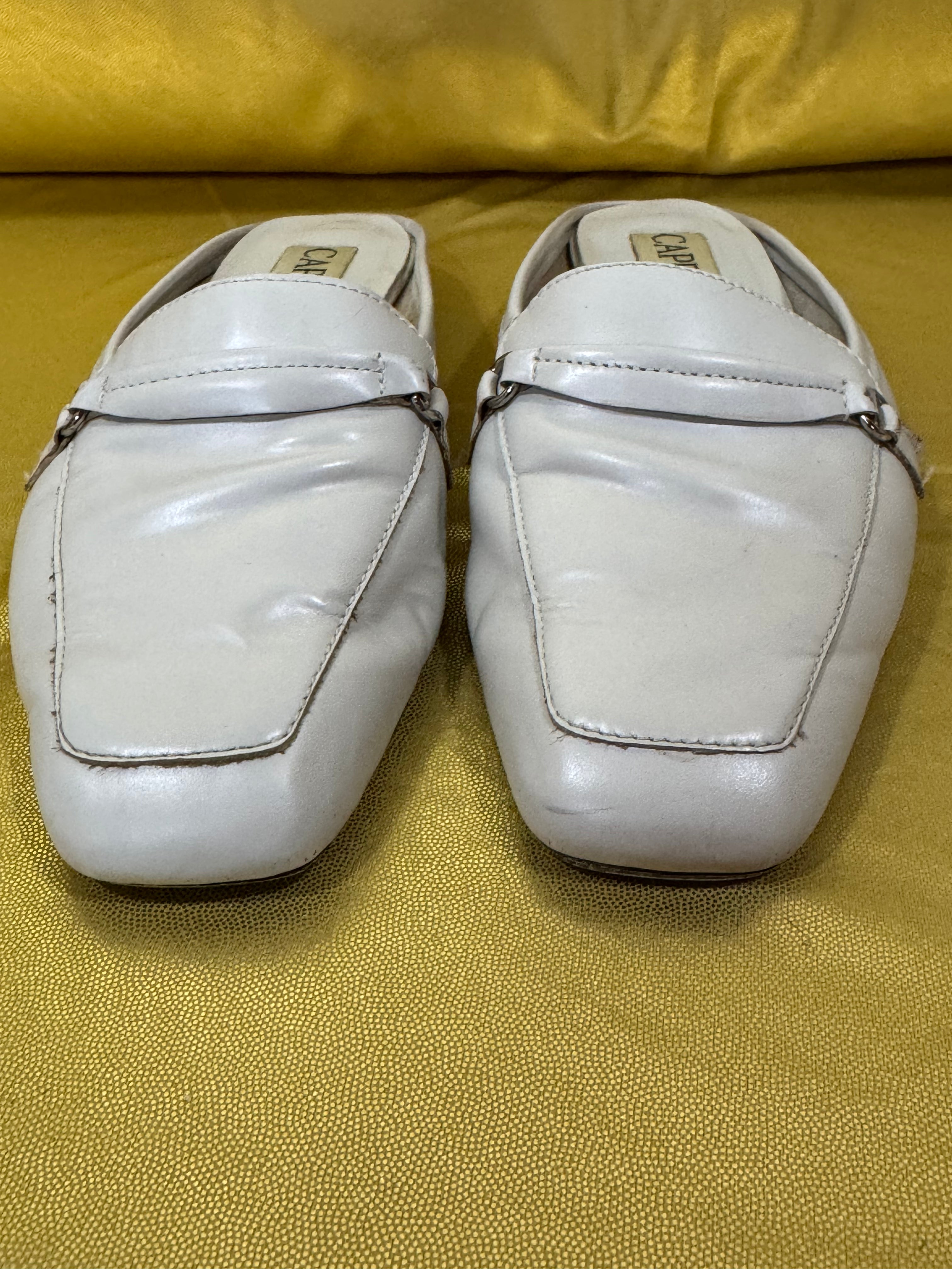 Vintage Capezio "Jenna" Cream Leather Mule Loafers – Size 6.5