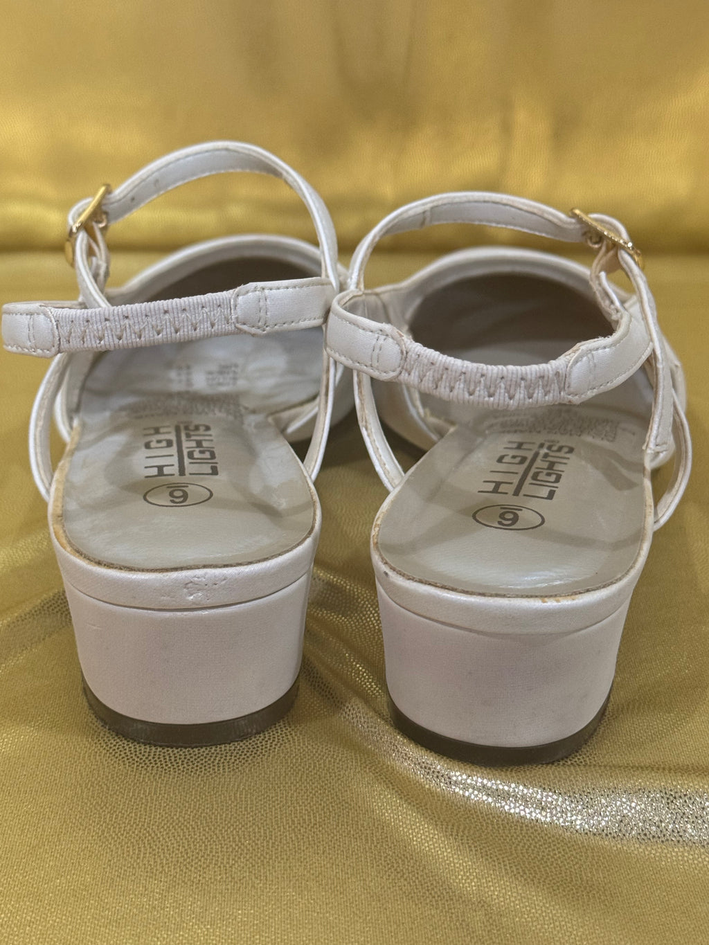 ✨ Highlights White Low Block Heel Slingback Pumps - Size 6 ✨