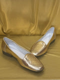 Easy Spirit Barbie Metallic Gold Quilted Leather Loafers - Size 6