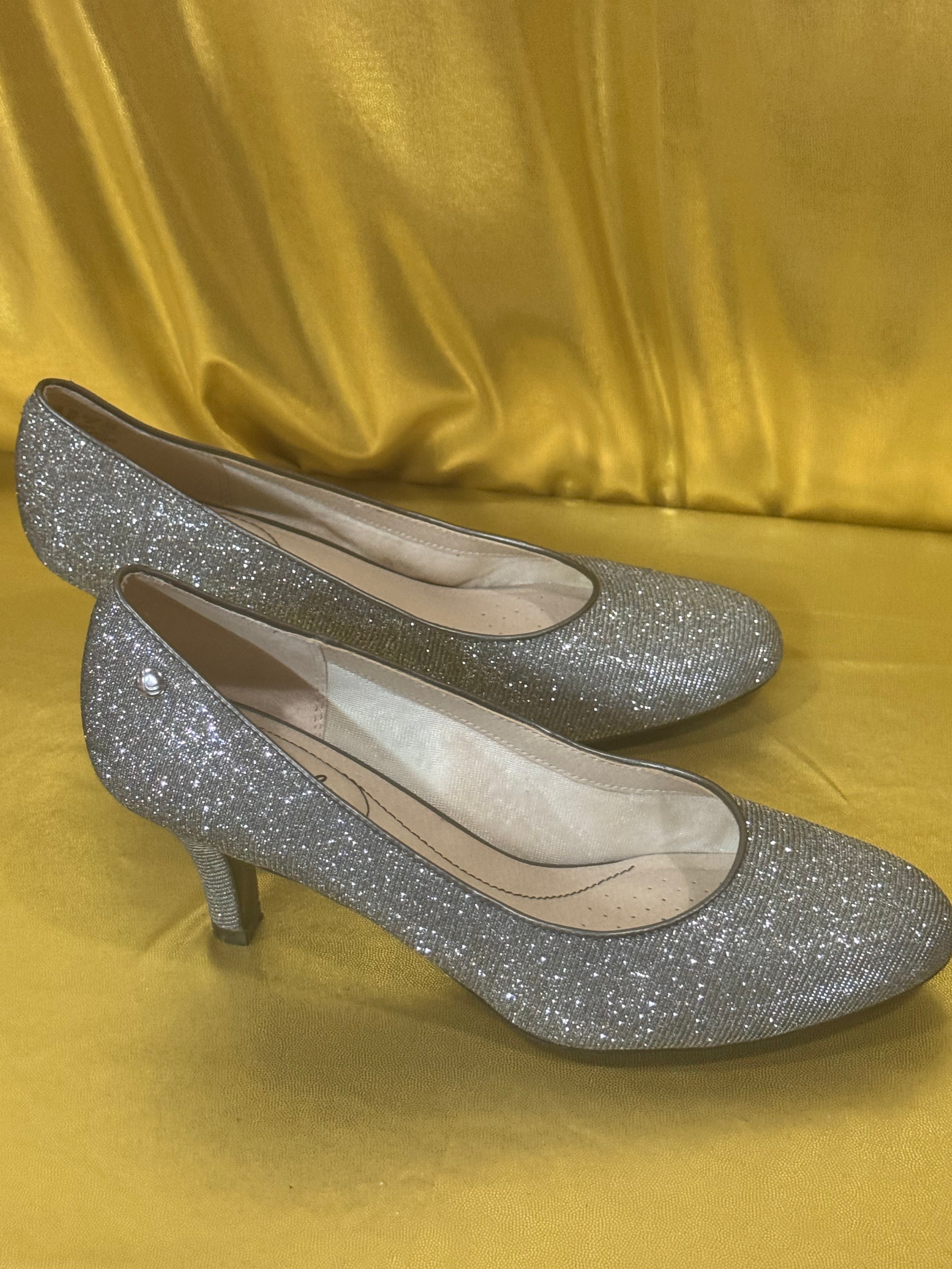 LifeStride Parigi Silver Glitter Classic Pumps | Size 9M | Comfort Insole