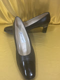 Vintage Etienne Aigner Black Leather Patent Cap Toe Pumps - Size 11 M (Made in Spain)