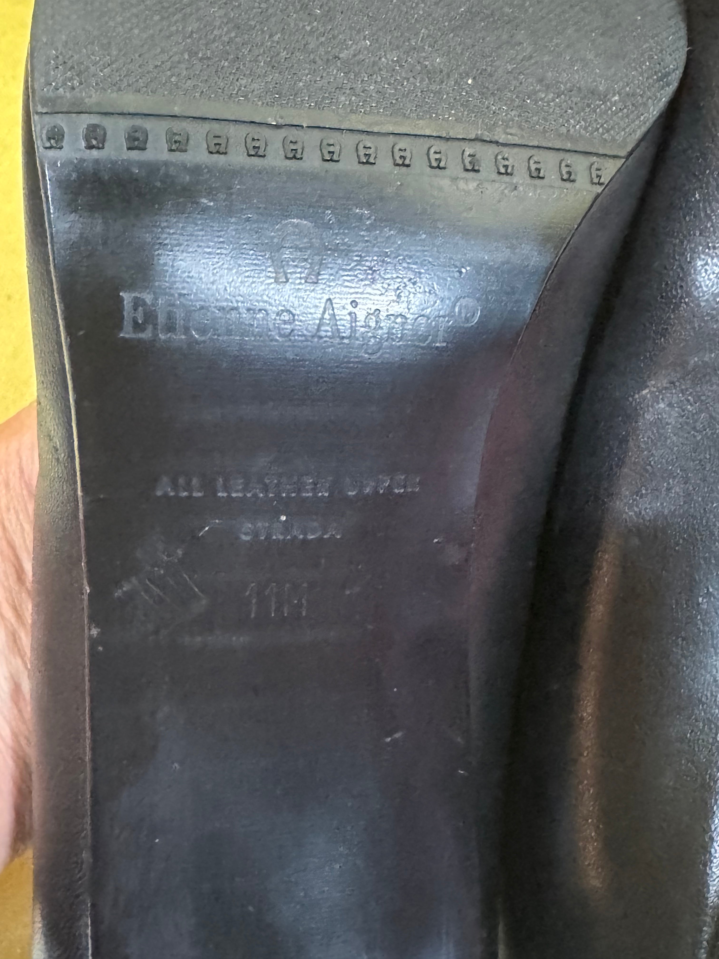 Vintage Etienne Aigner Black Leather Patent Cap Toe Pumps - Size 11 M (Made in Spain)