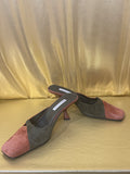 ✨ Ann Marino Vintage Two-Tone Suede Square Toe Kitten Heel Mules - Size 11M